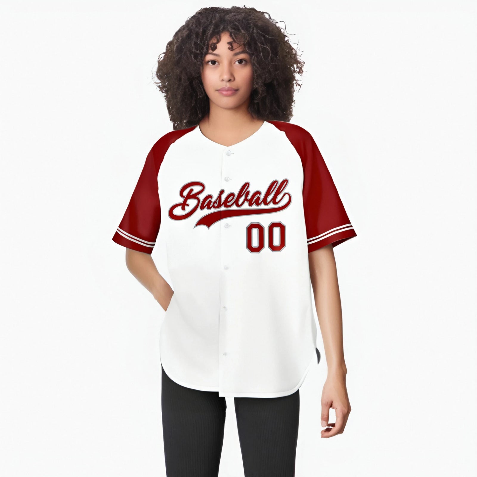 Custom White Red Authentic Raglan Sleeves Baseball Jersey
