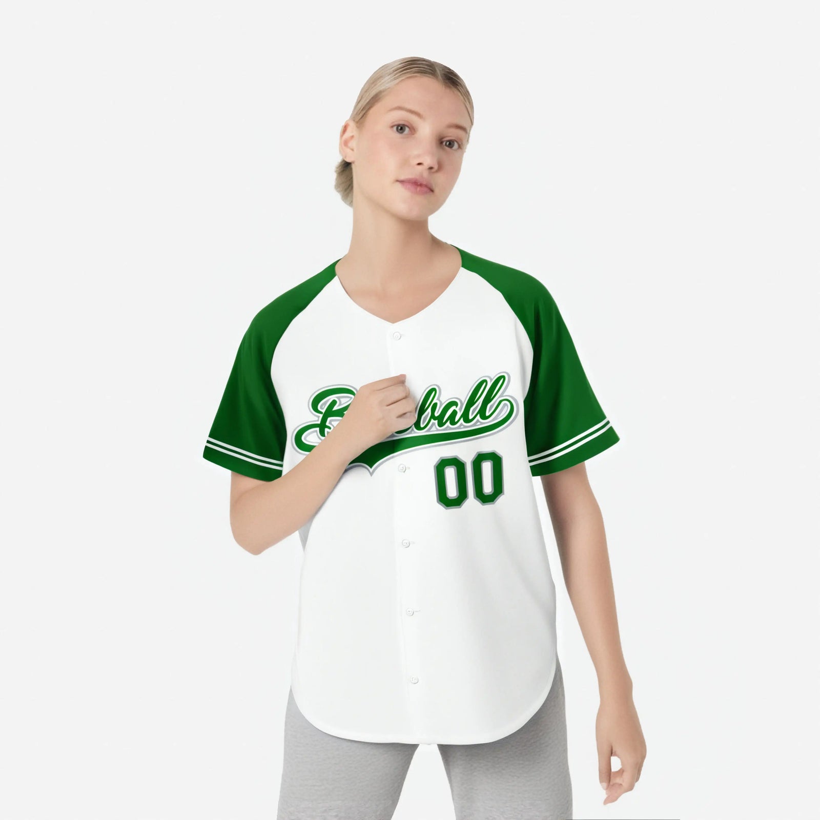 Custom White Kelly Green Authentic Raglan Sleeves Baseball Jersey