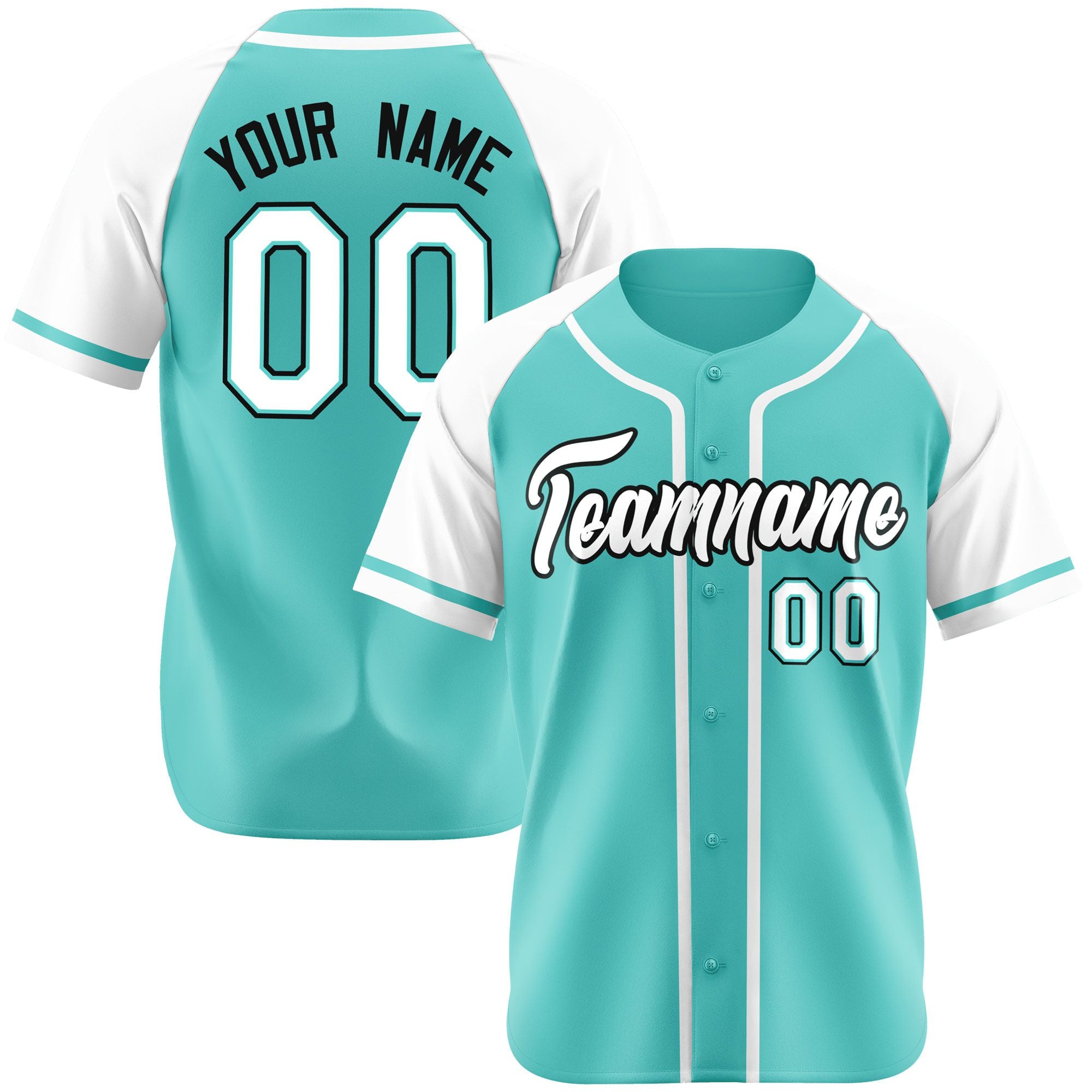 Custom Bright Green White Authentic Raglan Sleeves Baseball Jersey