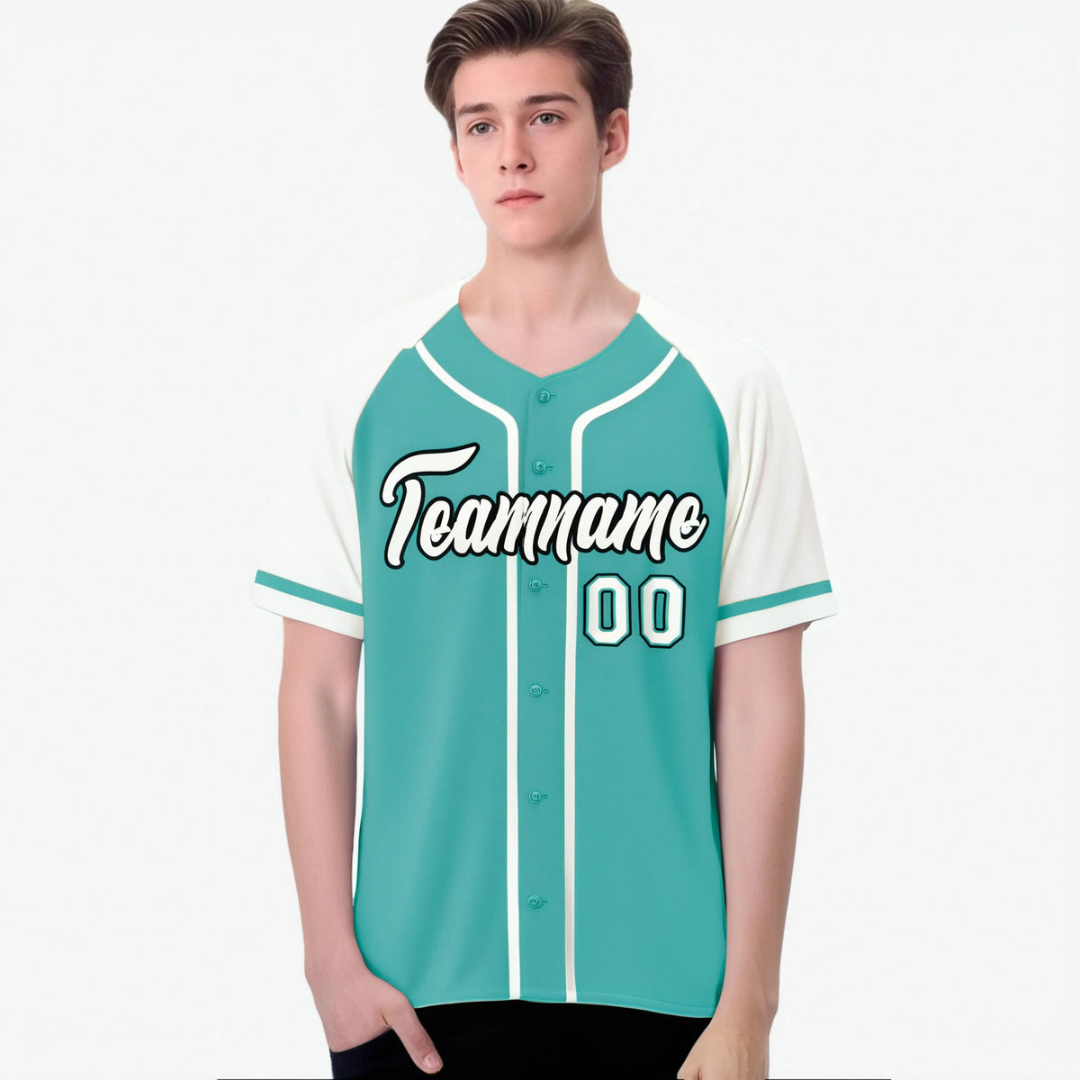 Custom Bright Green White Authentic Raglan Sleeves Baseball Jersey