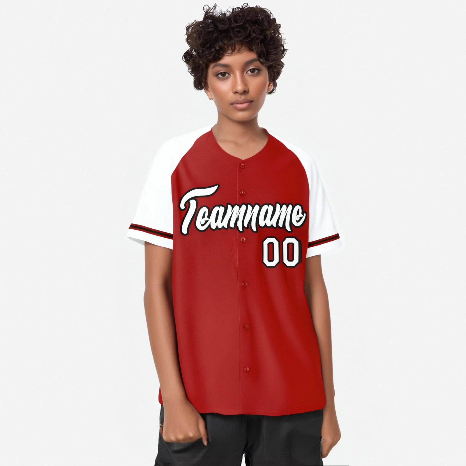 Custom Red White Authentic Raglan Sleeves Baseball Jersey