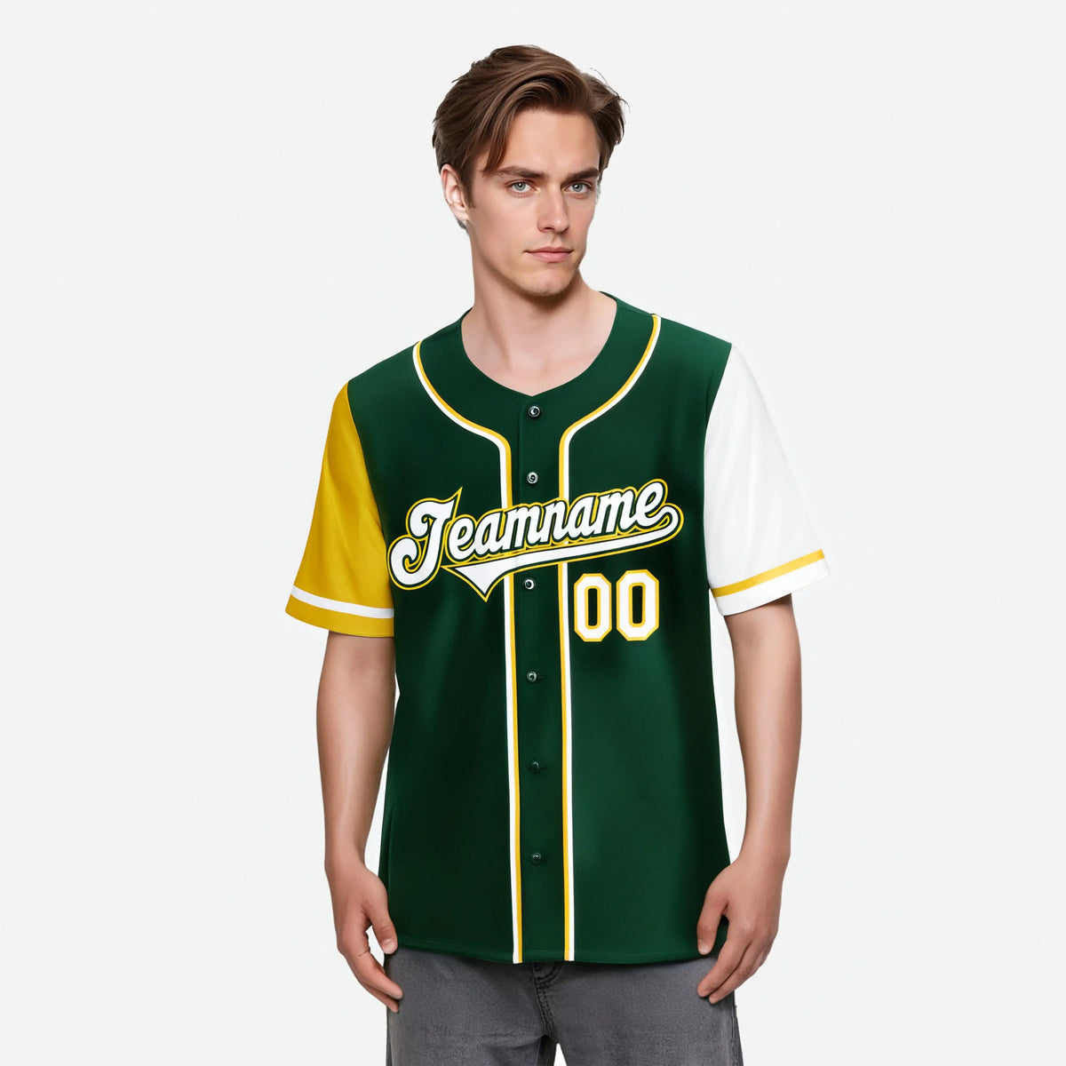 Custom Green Gold White Authentic Baseball Jersey