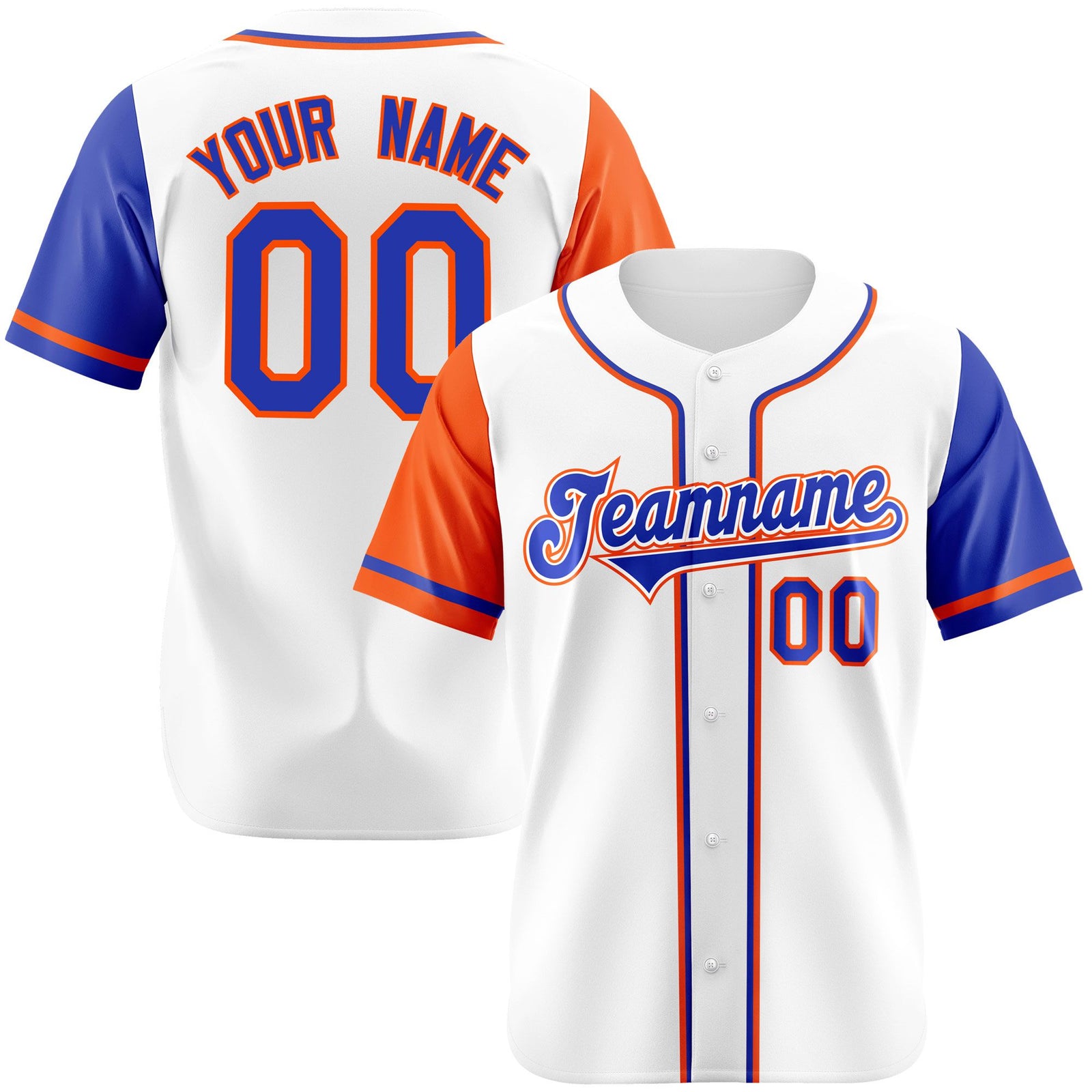 Custom White Orange Royal Blue Authentic Baseball Jersey