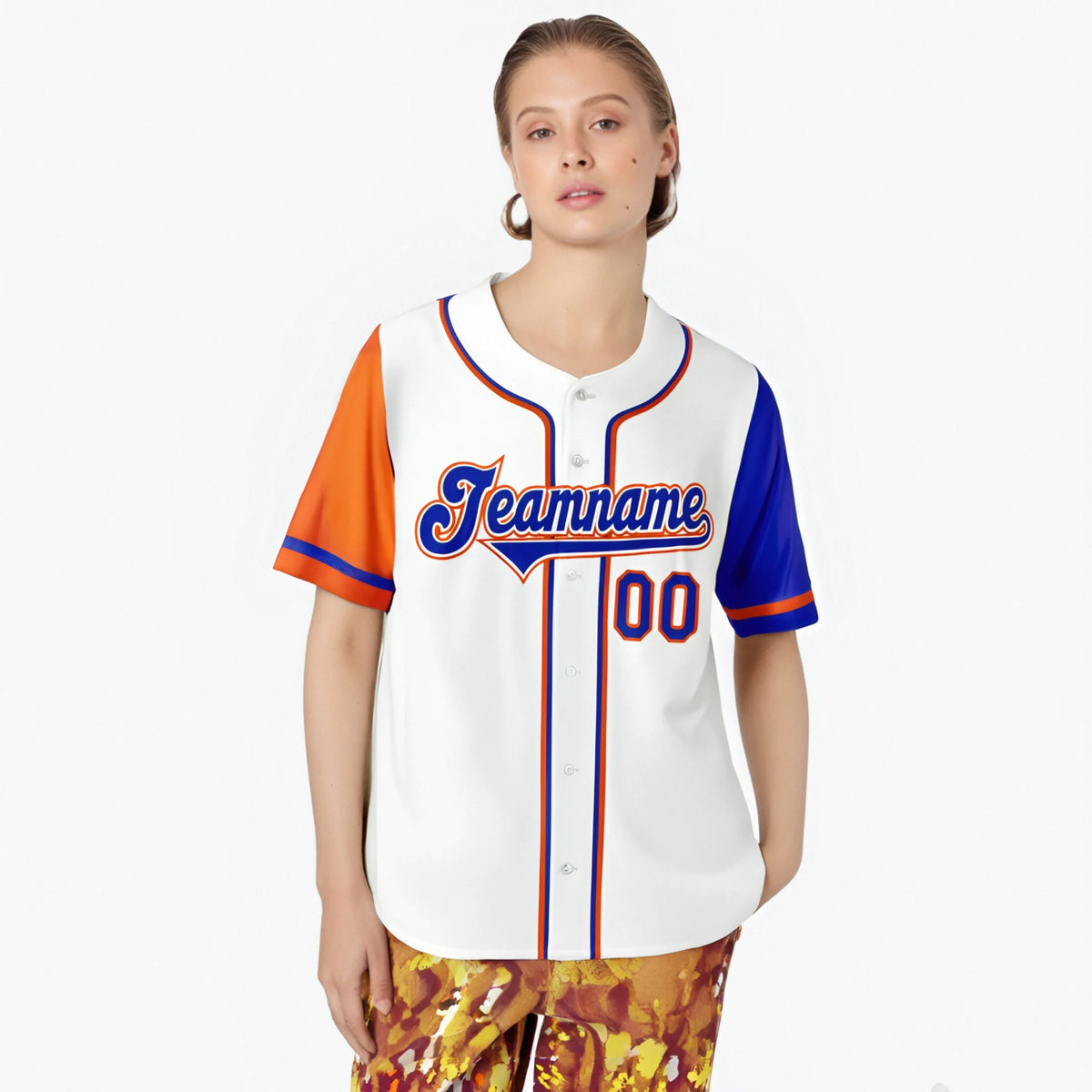 Custom White Orange Royal Blue Authentic Baseball Jersey