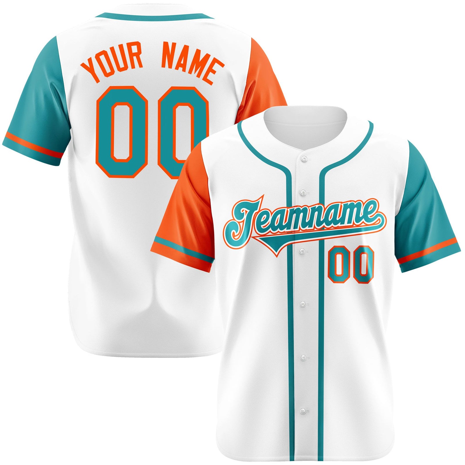 Custom White Orange Aqua Authentic Baseball Jersey