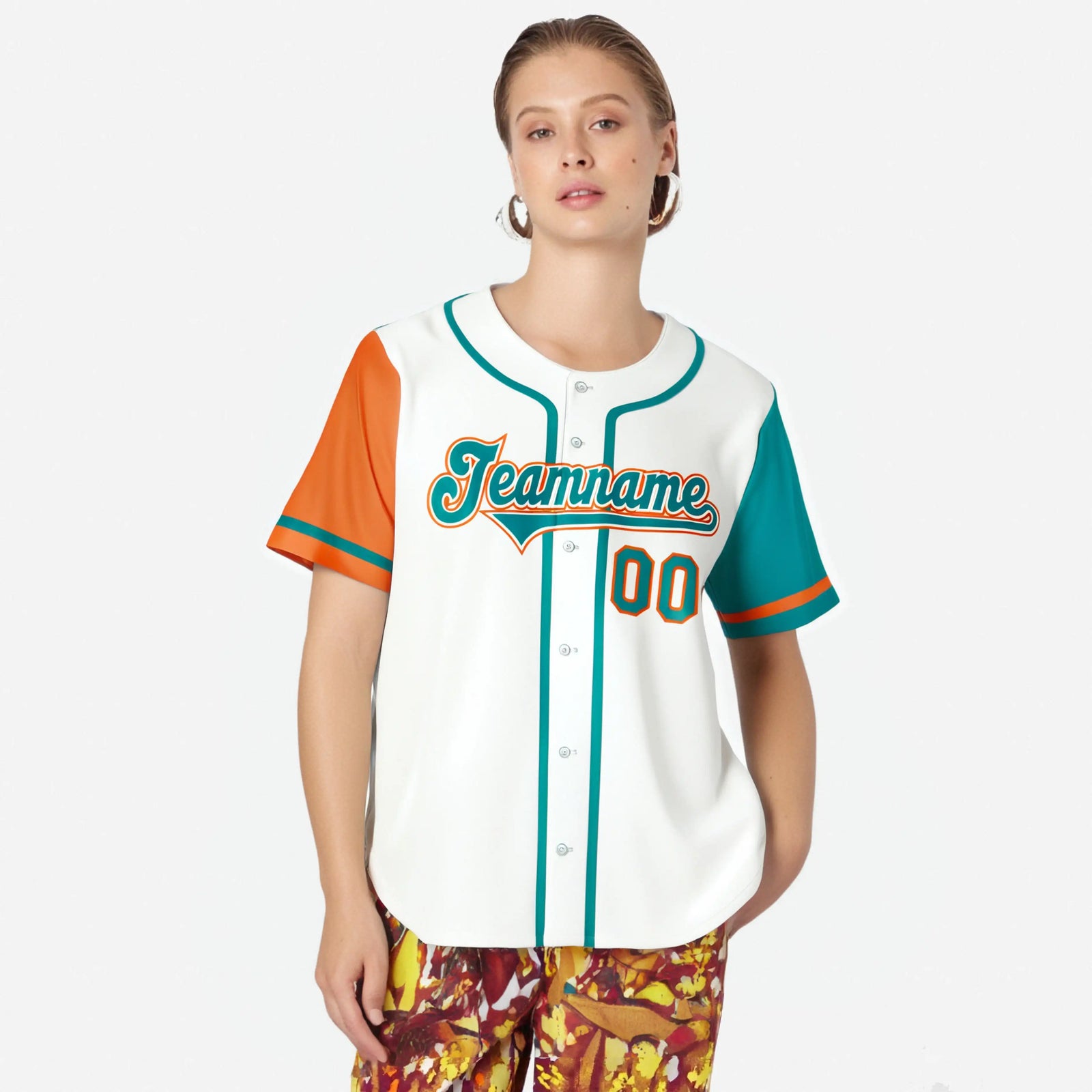 Custom White Orange Aqua Authentic Baseball Jersey