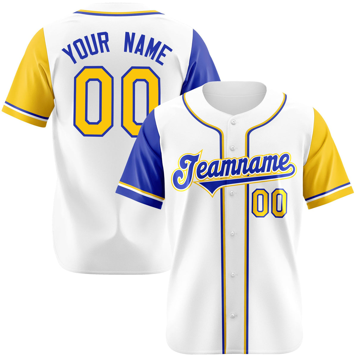 Custom White Gold Royal Blue Authentic Baseball Jersey