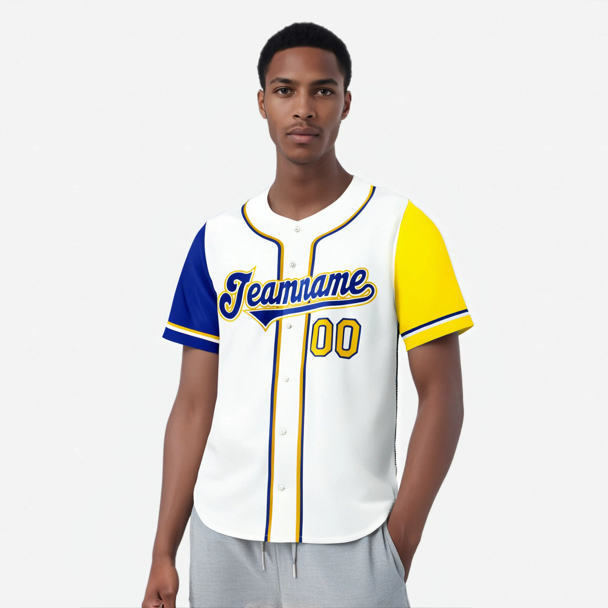 Custom White Gold Royal Blue Authentic Baseball Jersey