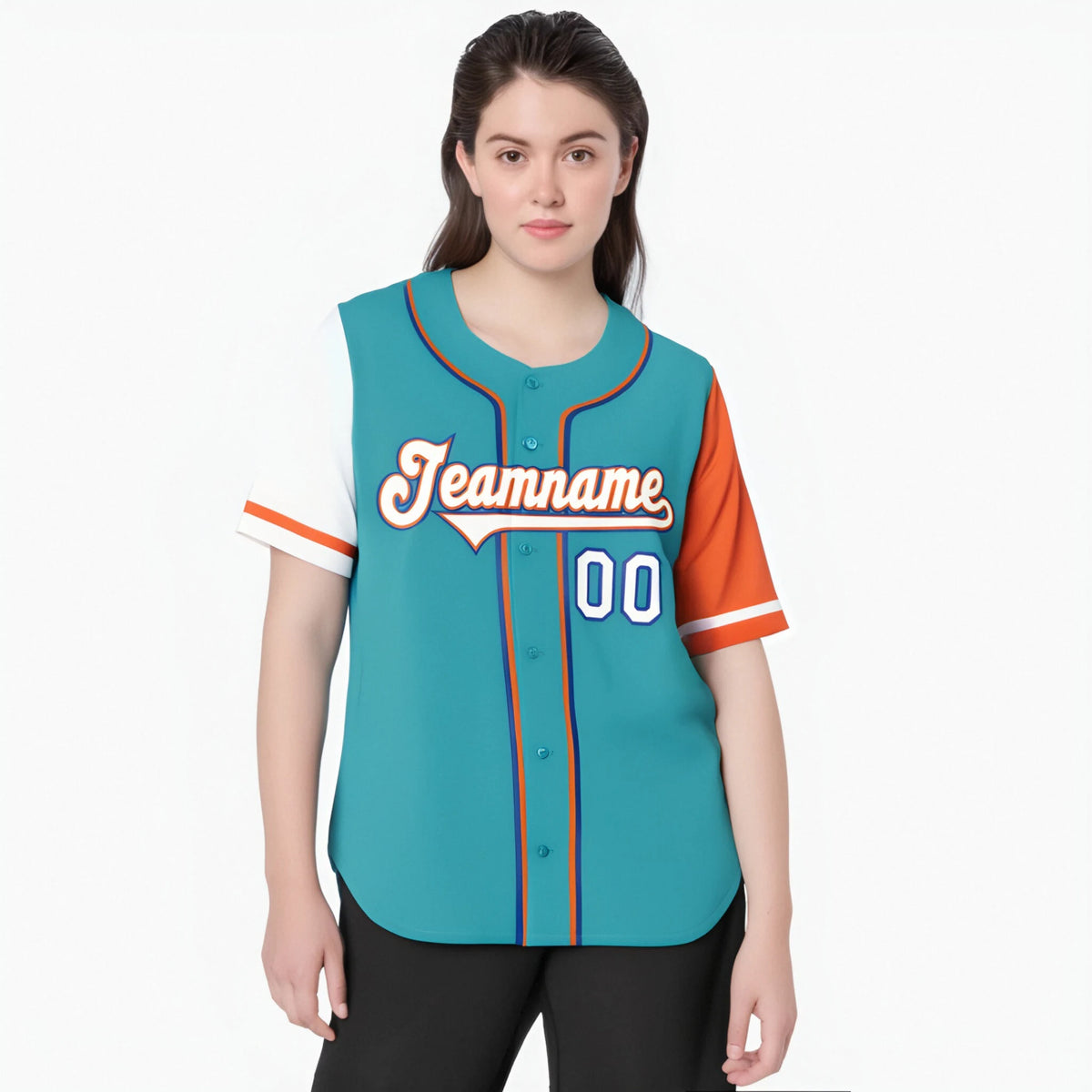 Custom Aqua White Orange Authentic Baseball Jersey