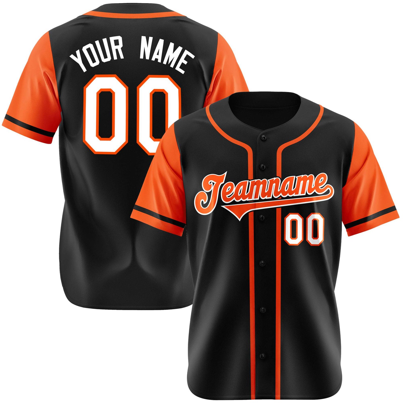 Custom Black Orange Authentic Baseball Jersey