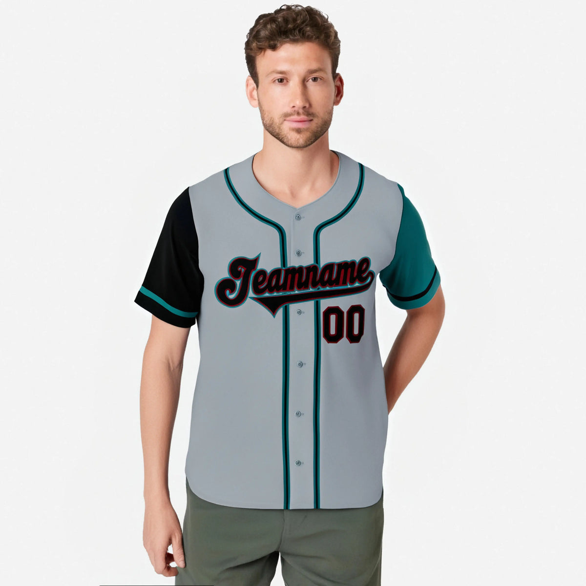 Custom Gray Black Aqua Authentic Baseball Jersey