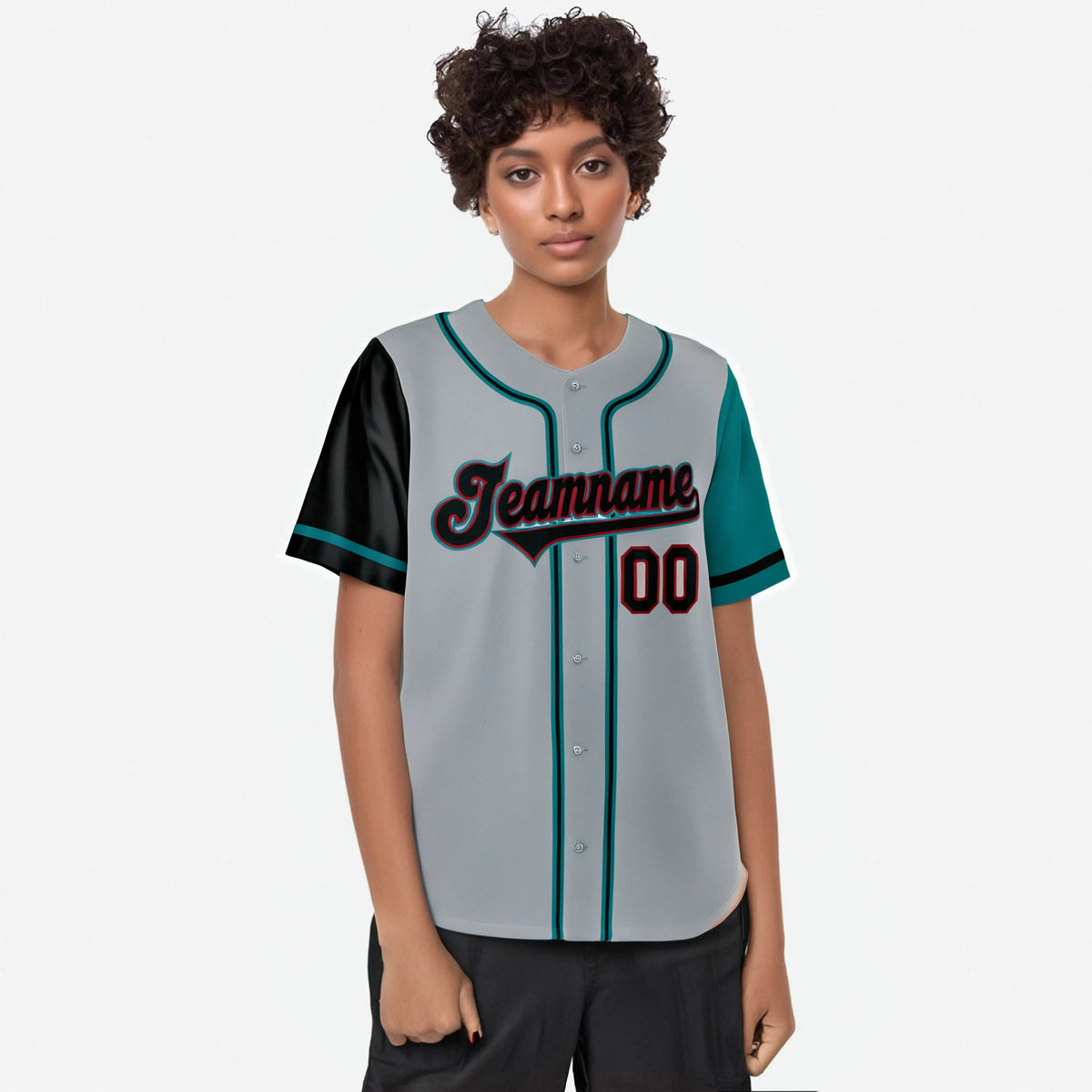 Custom Gray Black Aqua Authentic Baseball Jersey