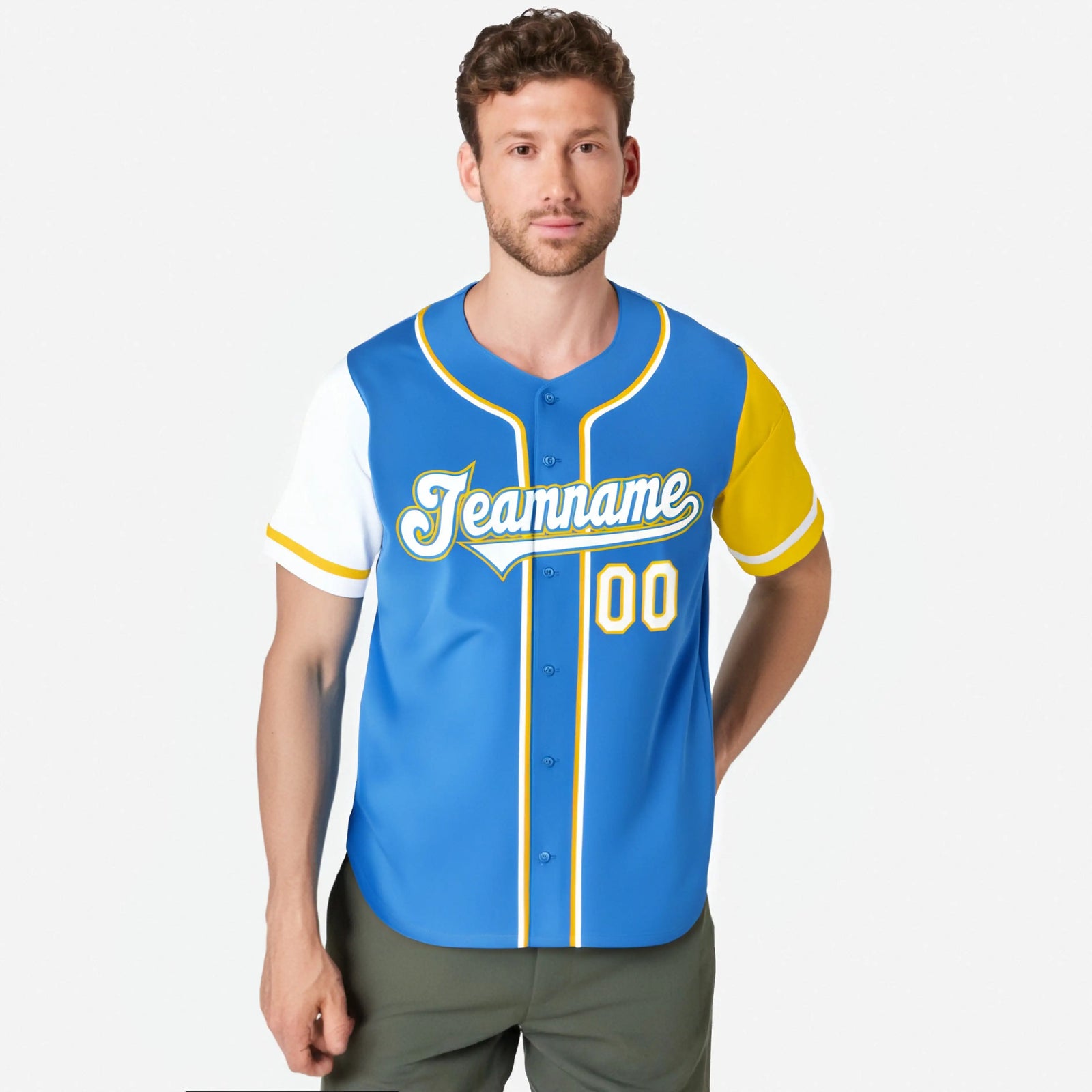 Custom Powder Blue White Gold Authentic Baseball Jersey