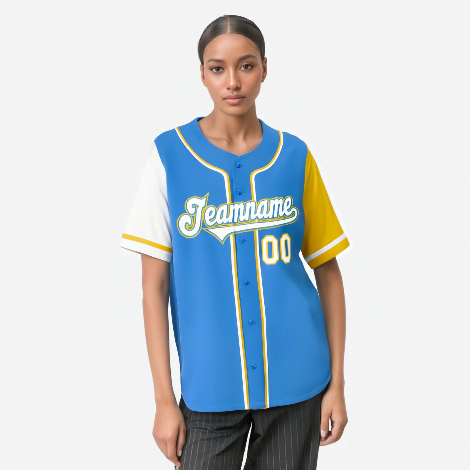 Custom Powder Blue White Gold Authentic Baseball Jersey