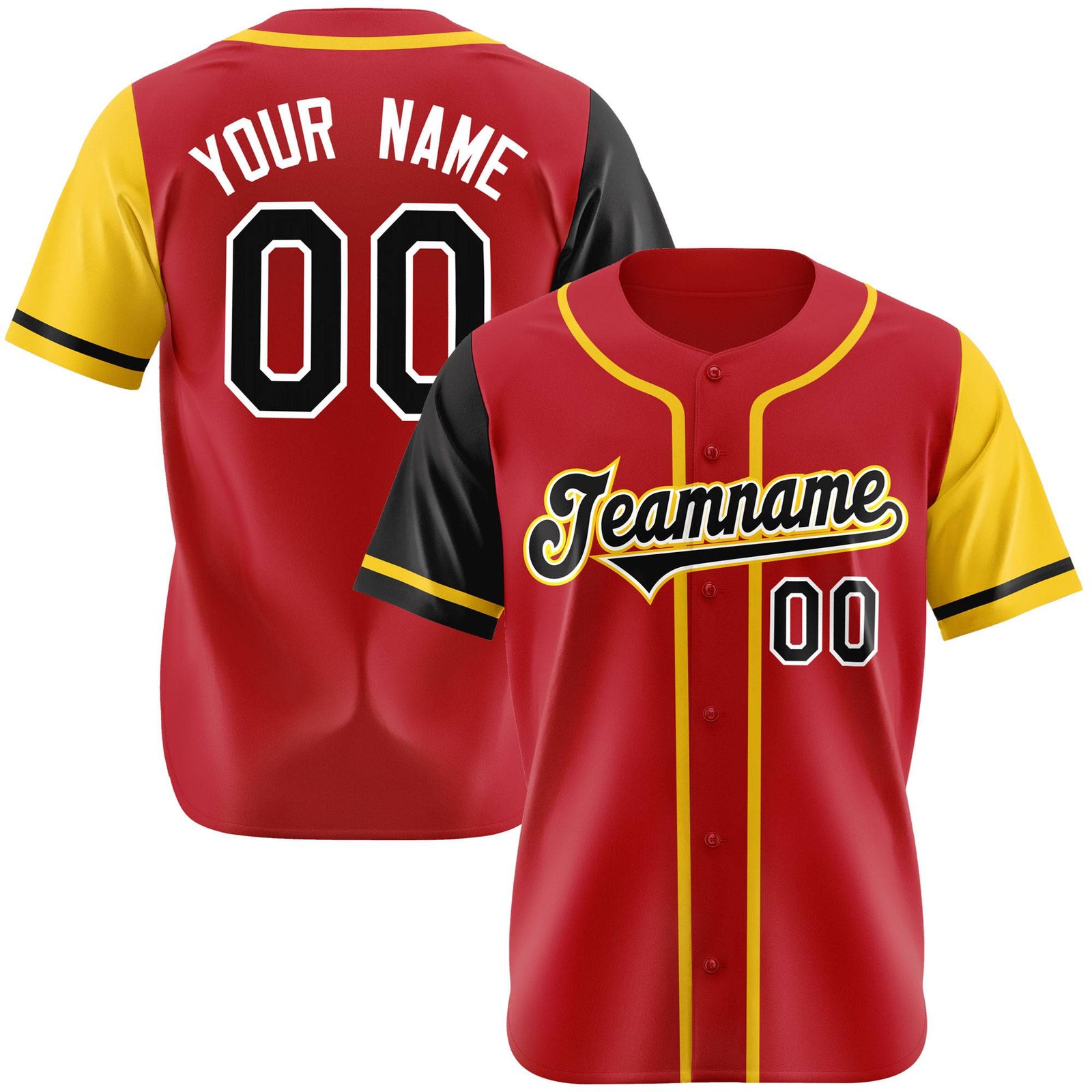 Custom Red Gold Black Yellow Authentic Baseball Jersey