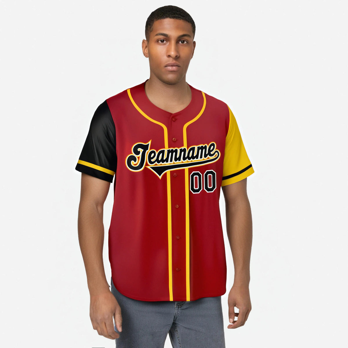 Custom Red Gold Black Yellow Authentic Baseball Jersey