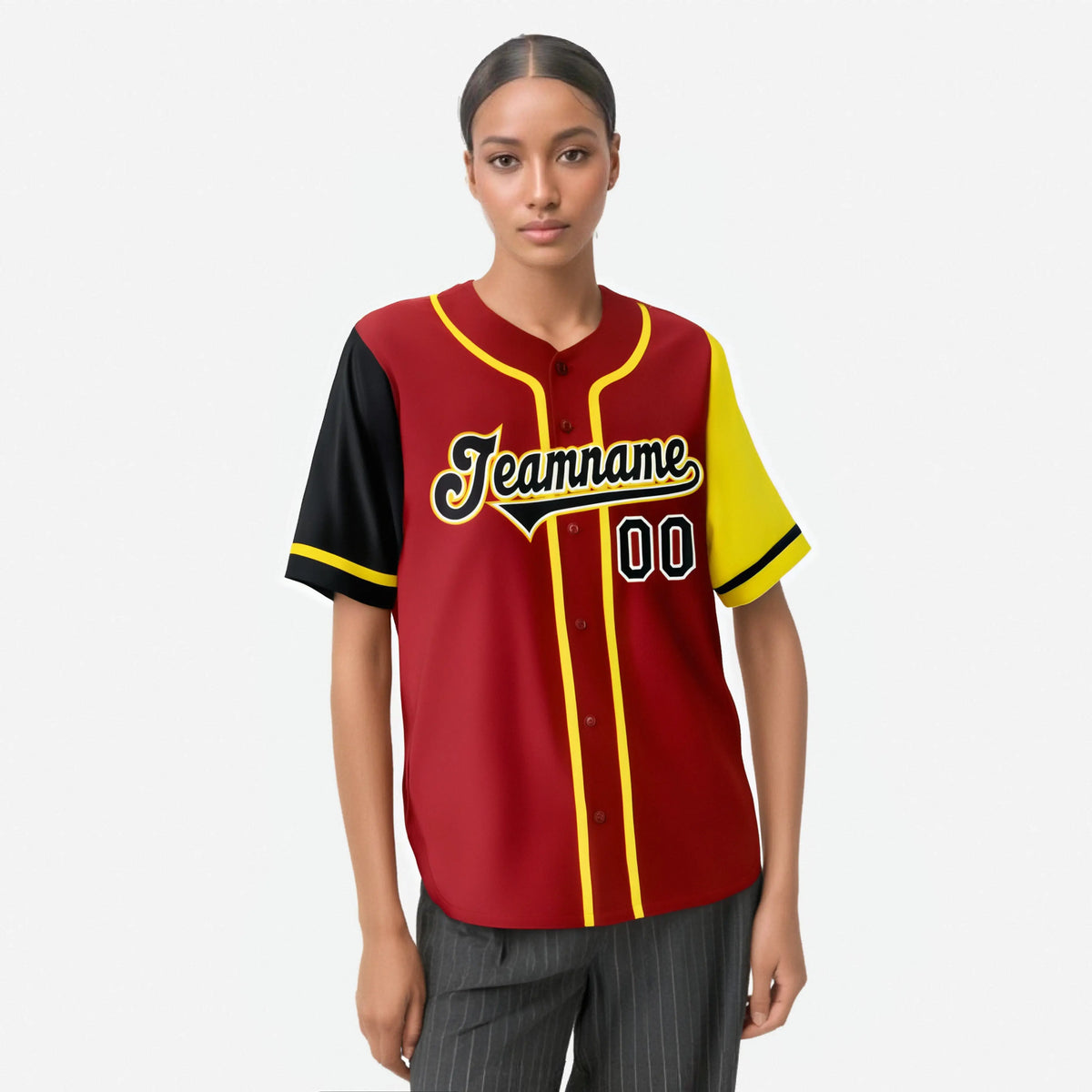 Custom Red Gold Black Yellow Authentic Baseball Jersey