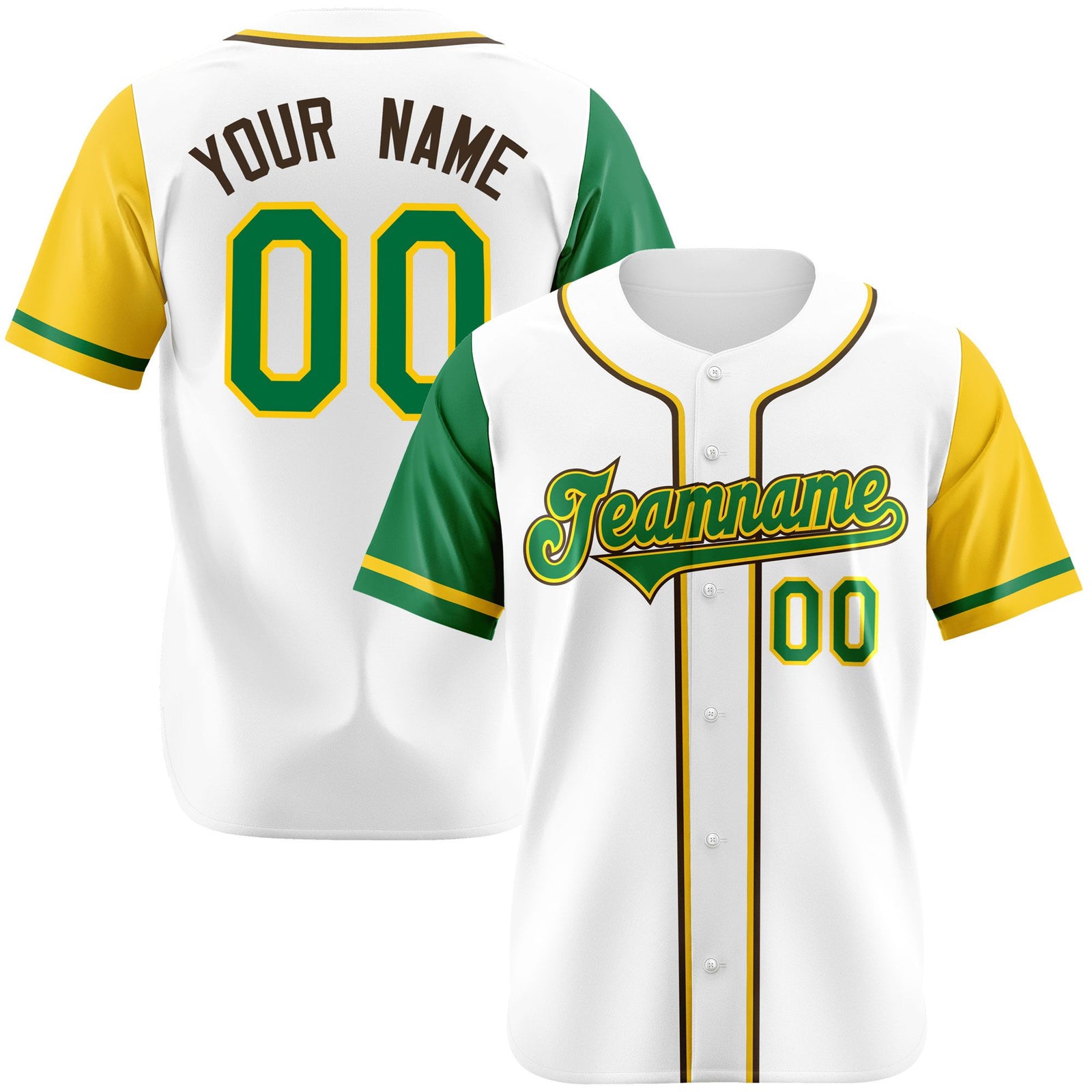 Custom White Kelly Green Yellow Authentic Baseball Jersey