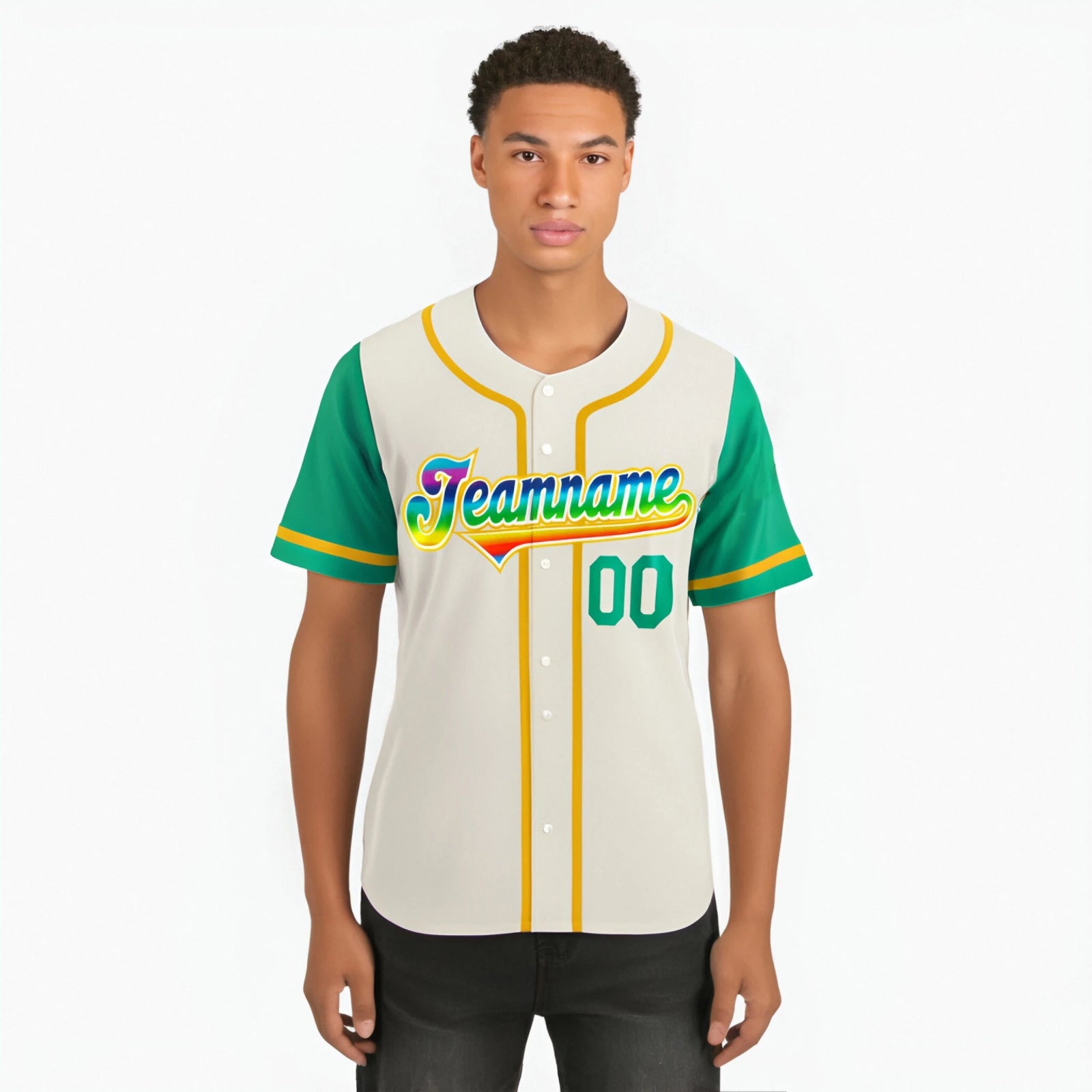 Custom Cream Teal Gold Authentic Baseball Jersey