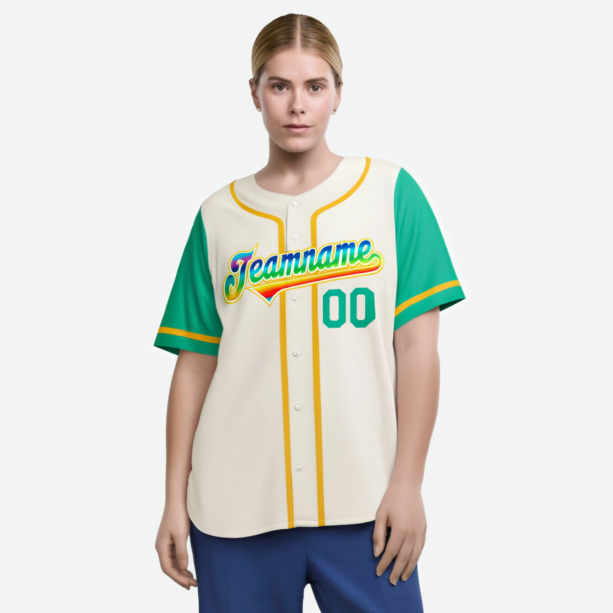 Custom Cream Teal Gold Authentic Baseball Jersey