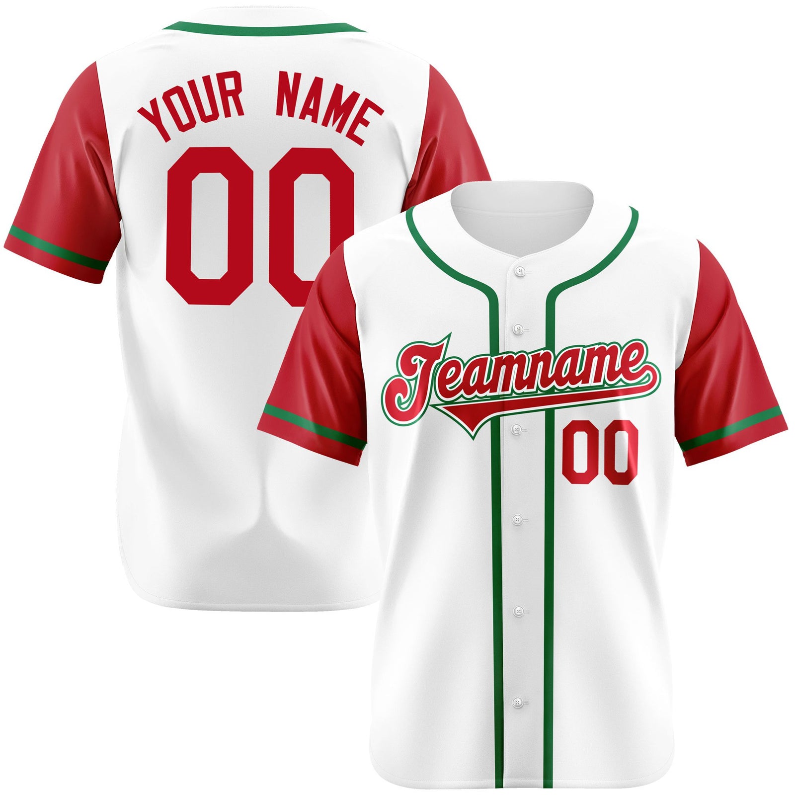 Custom White Red Kelly Green Authentic Baseball Jersey