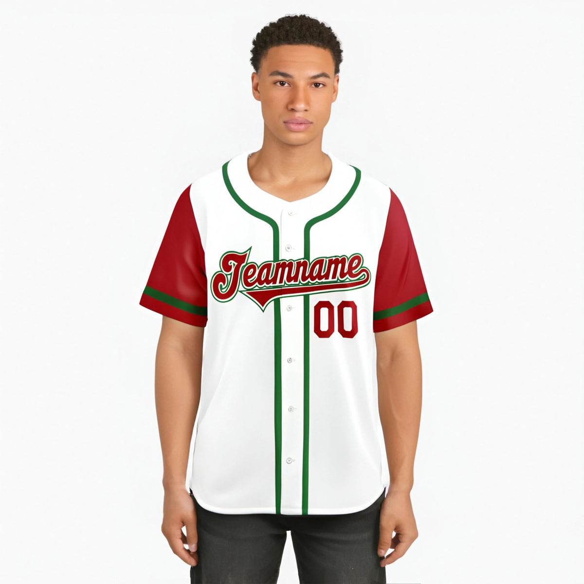 Custom White Red Kelly Green Authentic Baseball Jersey