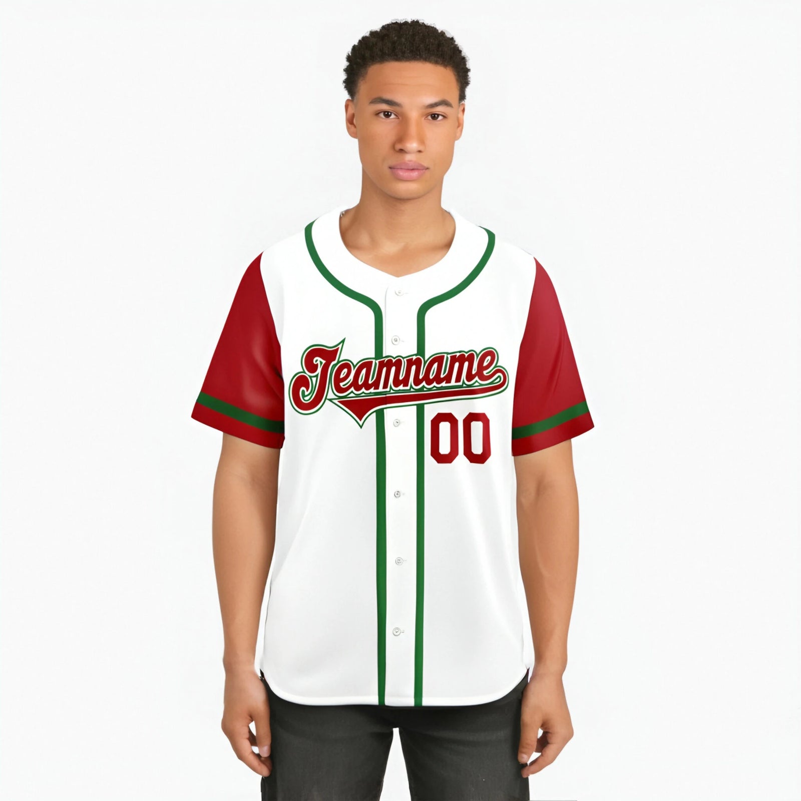 Custom White Red Kelly Green Authentic Baseball Jersey