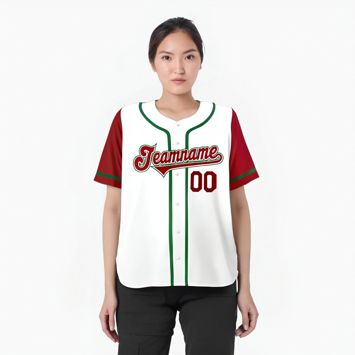 Custom White Red Kelly Green Authentic Baseball Jersey