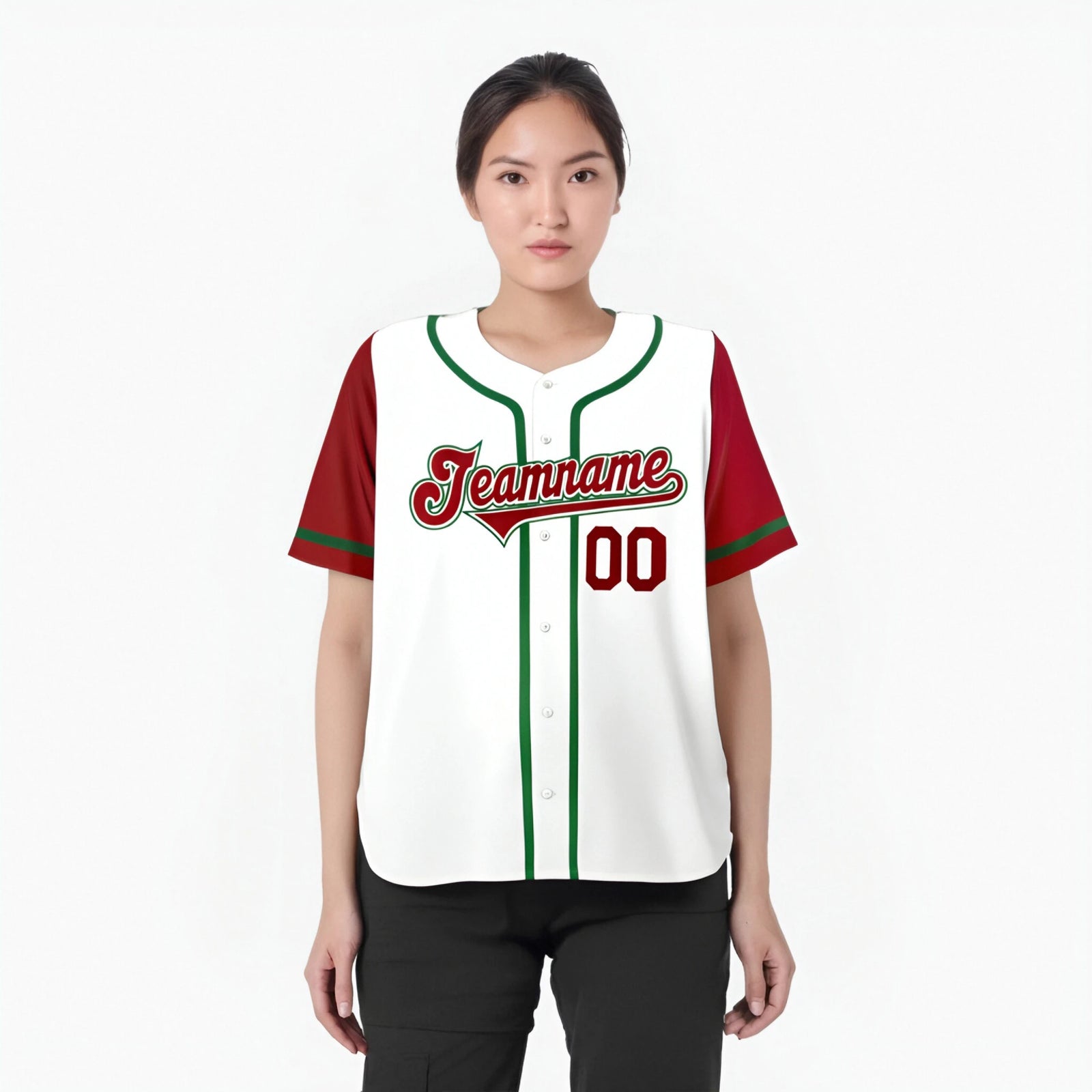 Custom White Red Kelly Green Authentic Baseball Jersey