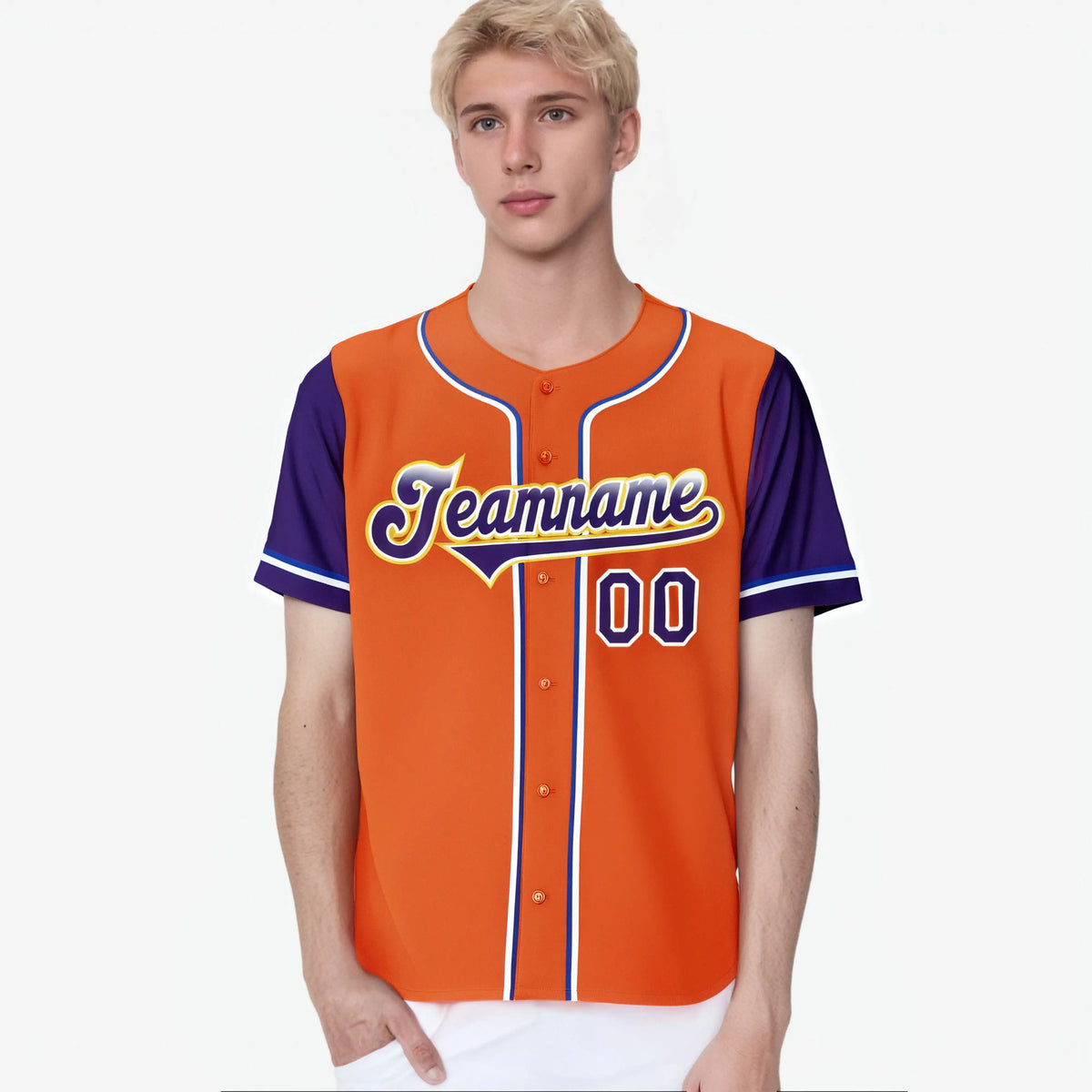 Custom Orange Purple Authentic Baseball Jersey