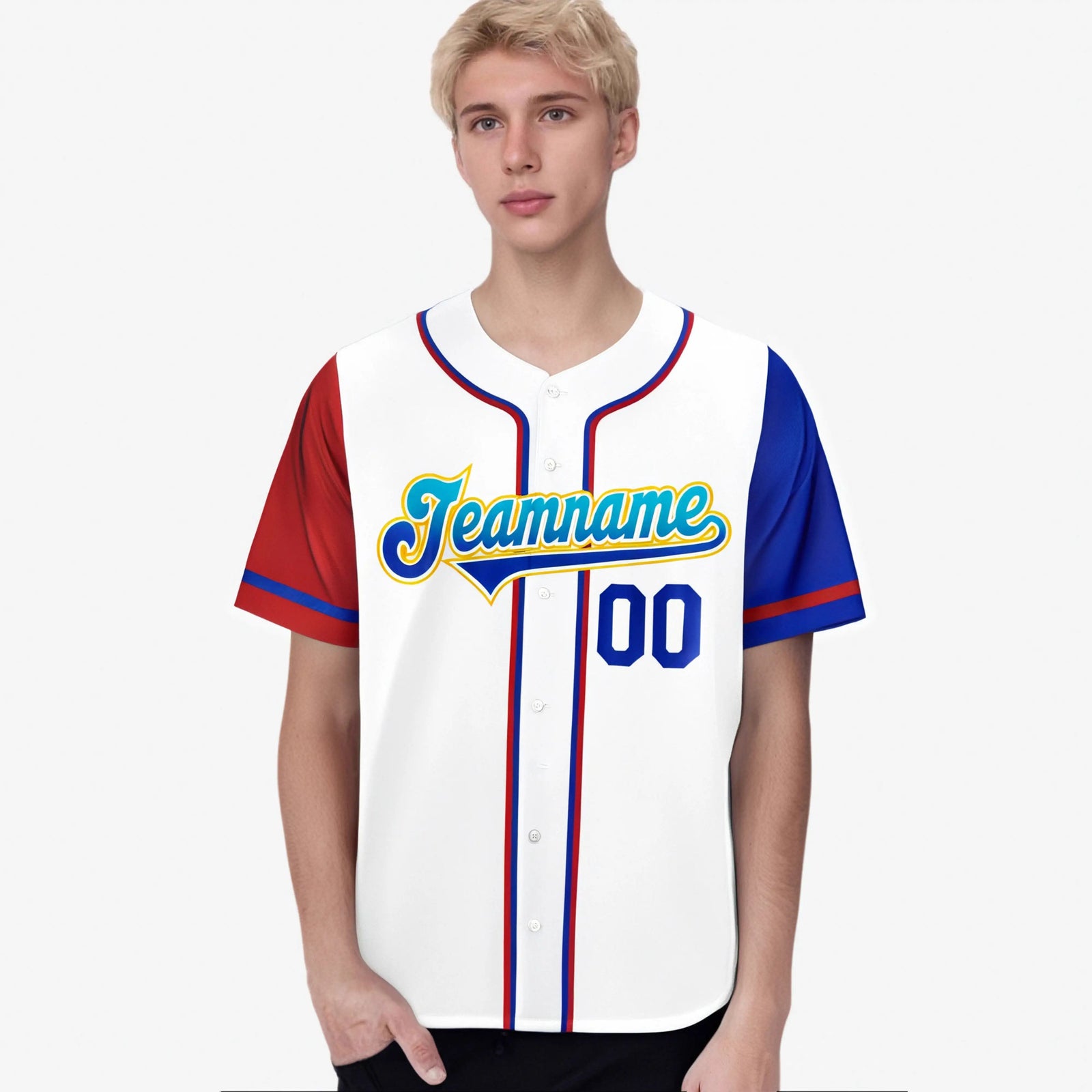 Custom White Red Royal Blue Authentic Baseball Jersey