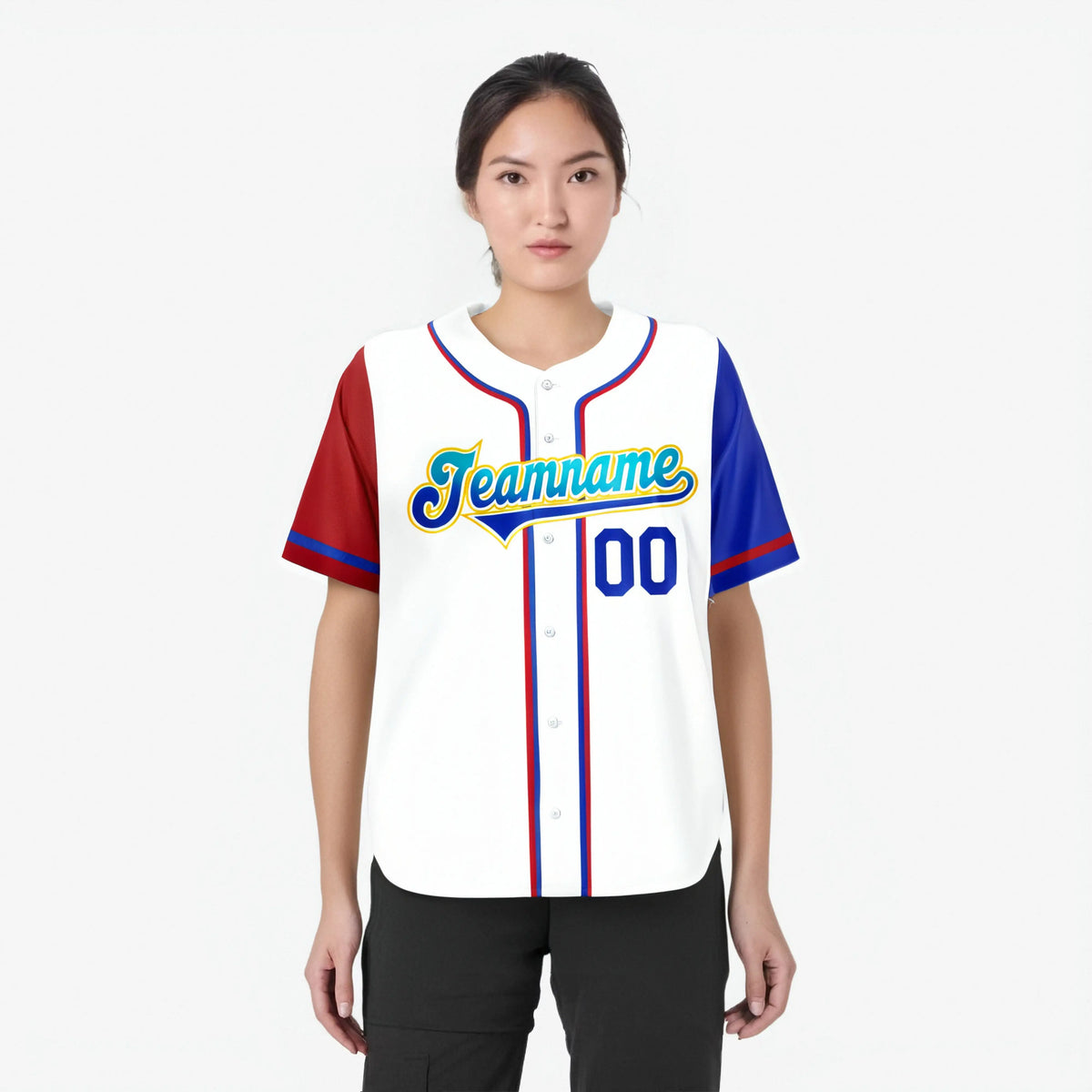 Custom White Red Royal Blue Authentic Baseball Jersey