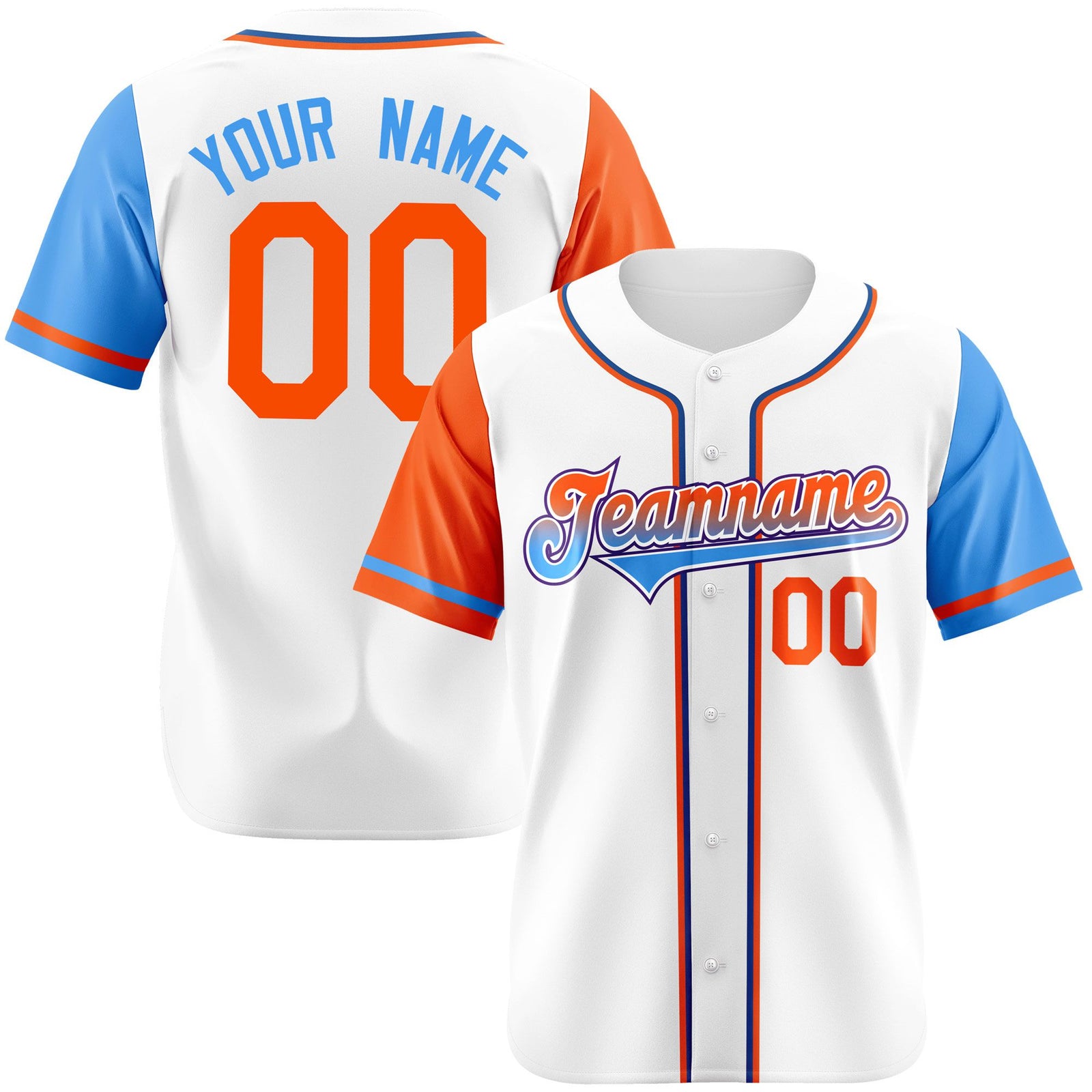 Custom White Orange Powder Blue Authentic Baseball Jersey