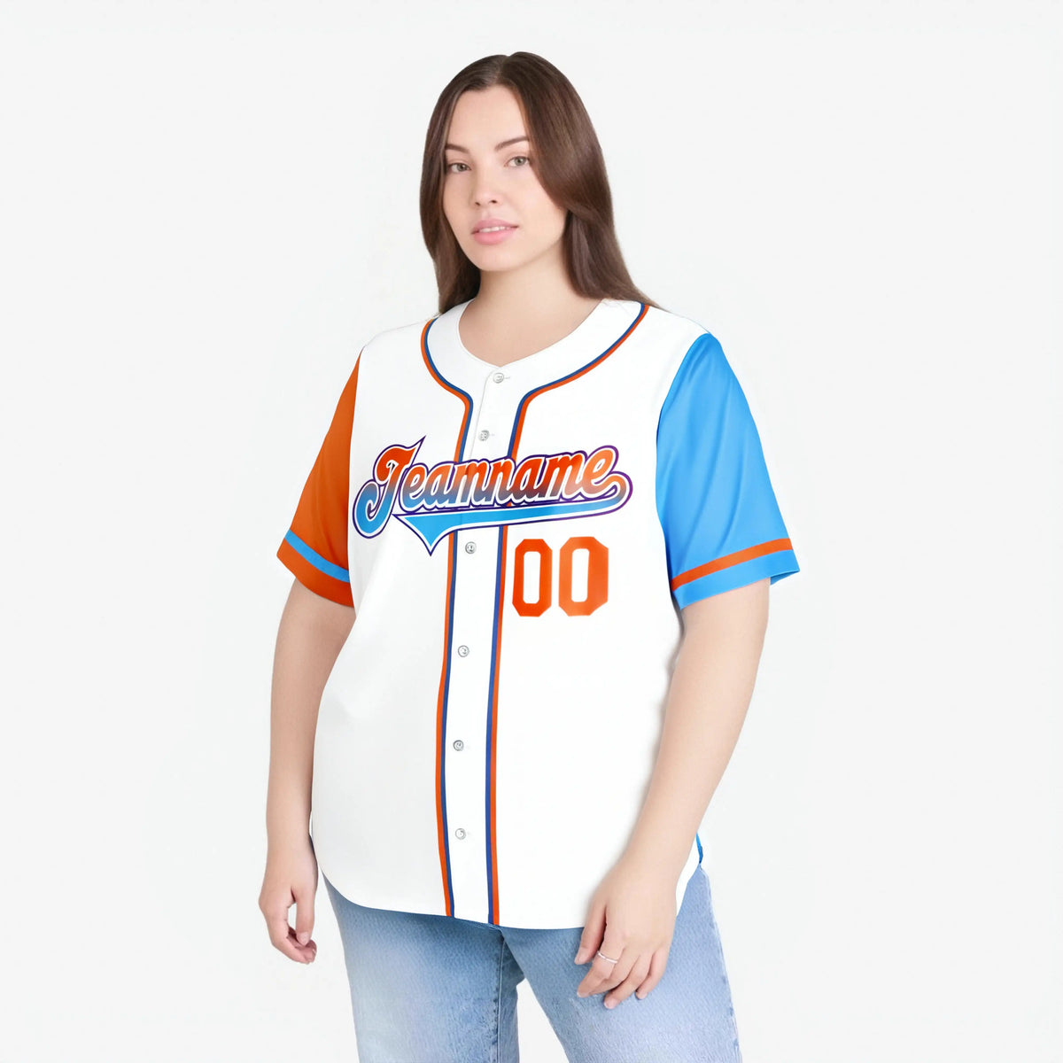 Custom White Orange Powder Blue Authentic Baseball Jersey