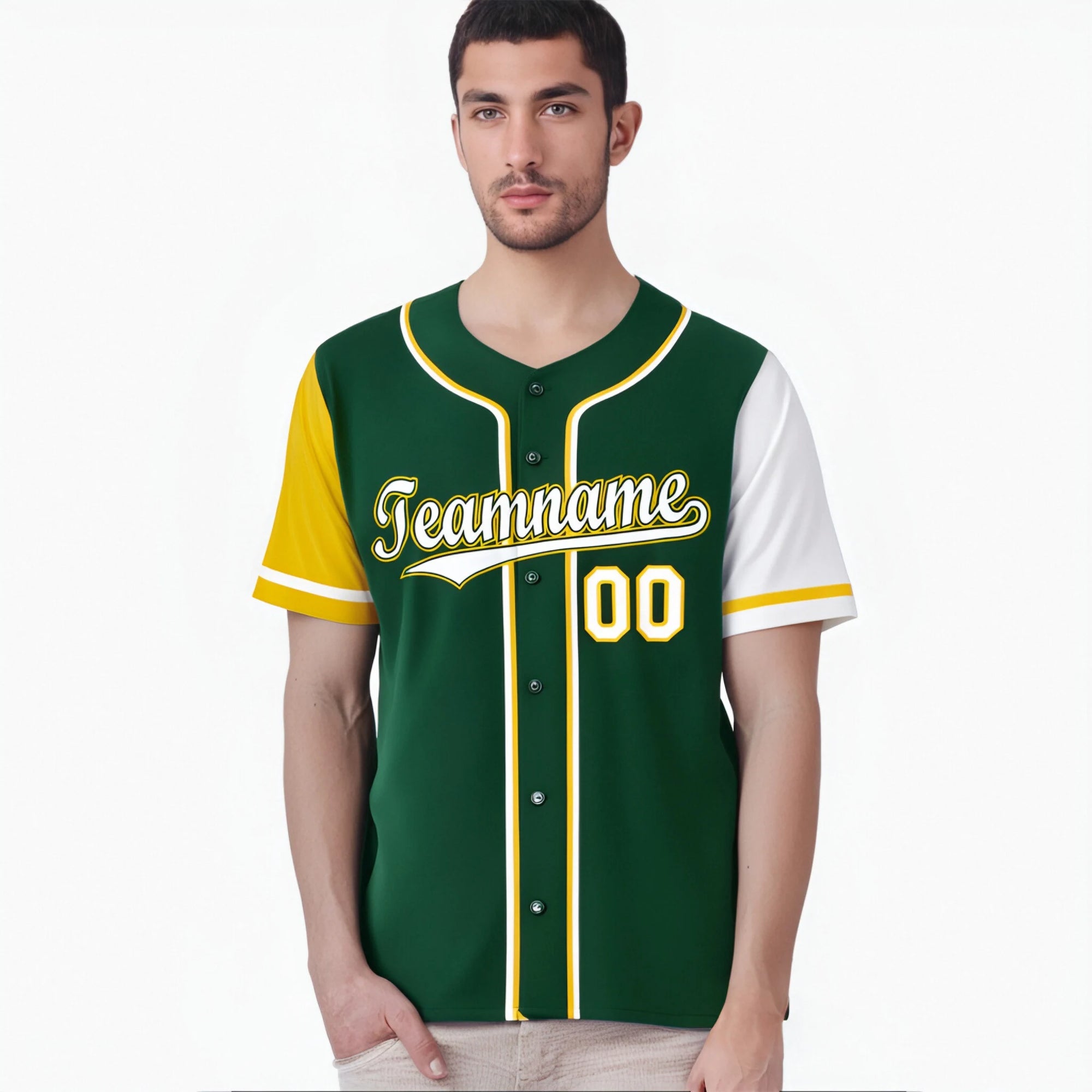 Custom Green Gold White Authentic Baseball Jersey