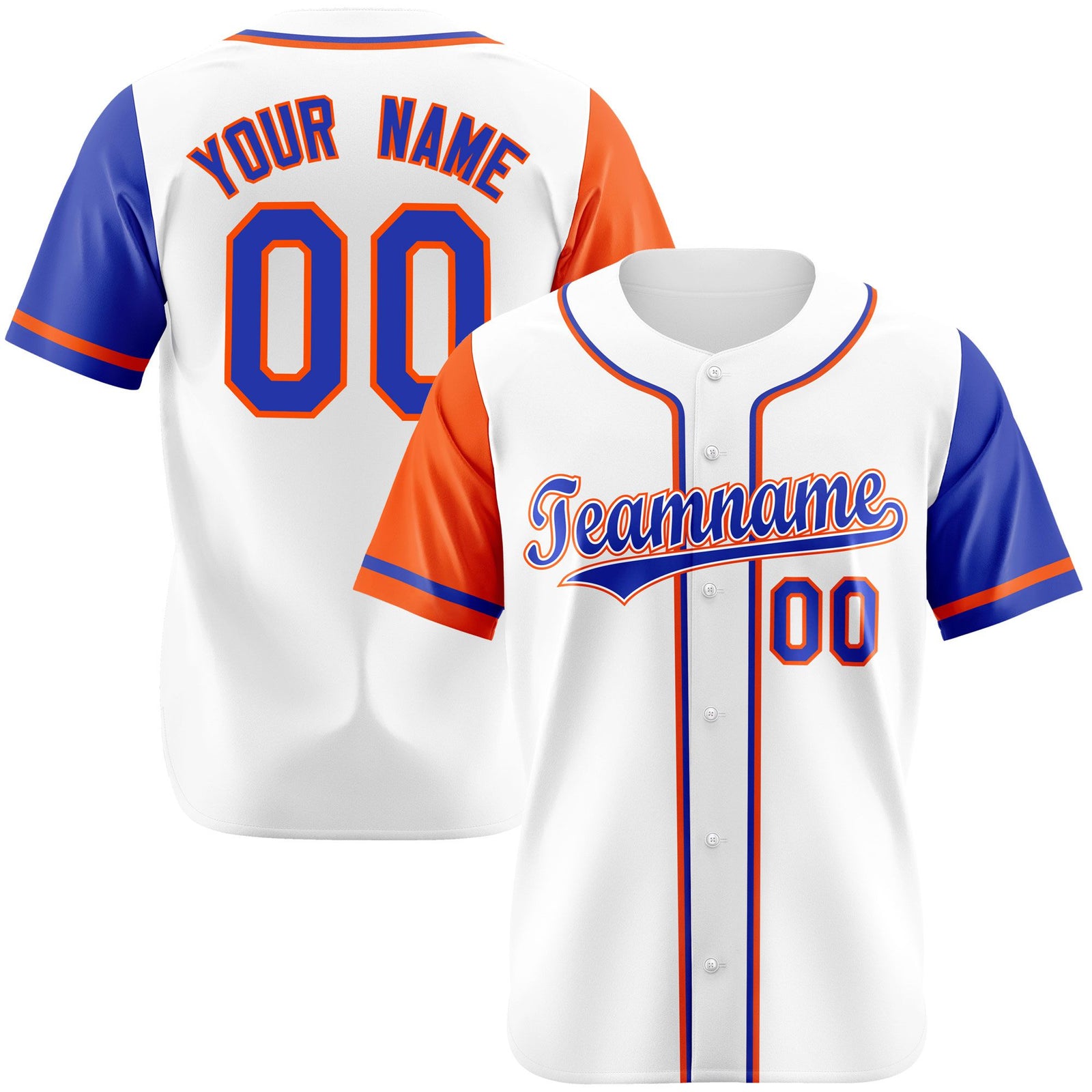 Custom White Orange Royal Blue Authentic Baseball Jersey