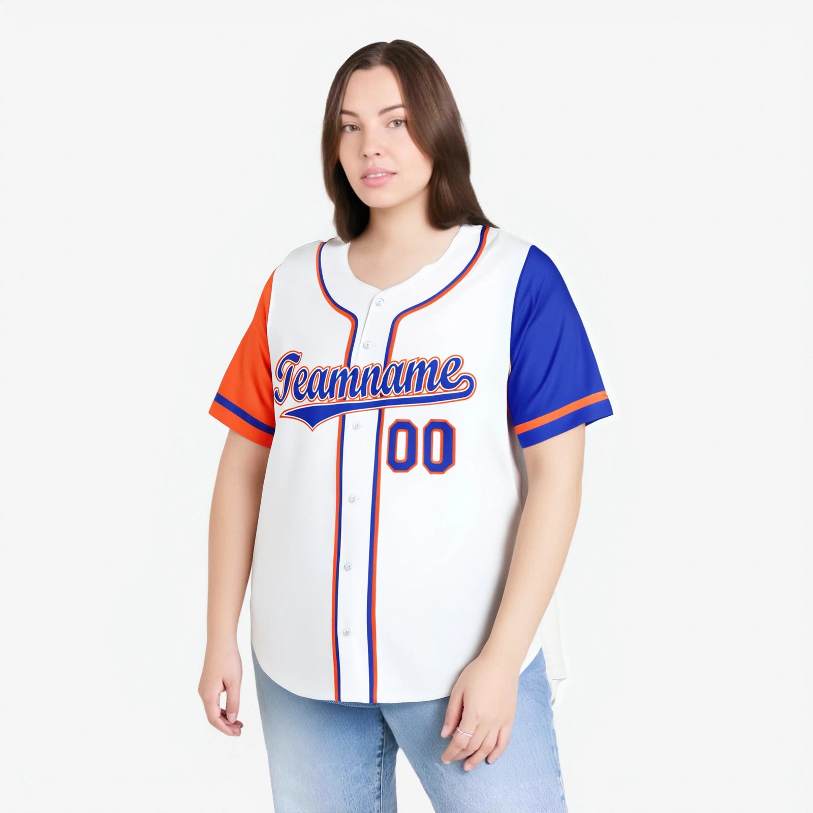 Custom White Orange Royal Blue Authentic Baseball Jersey