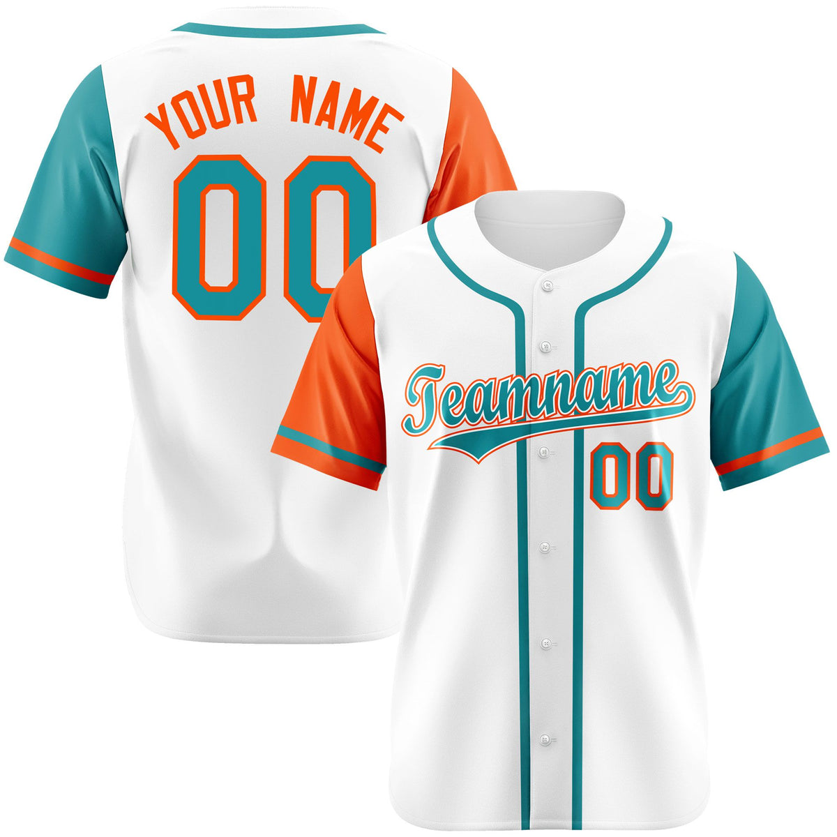Custom White Orange Aqua Authentic Baseball Jersey