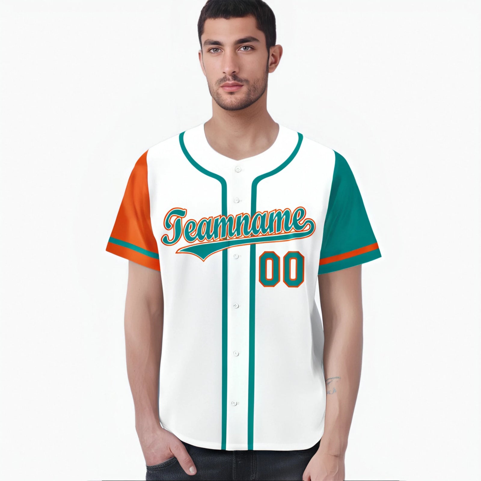 Custom White Orange Aqua Authentic Baseball Jersey