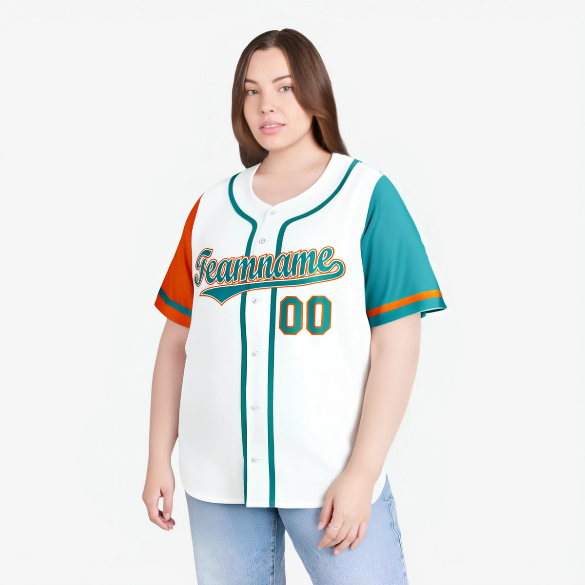 Custom White Orange Aqua Authentic Baseball Jersey