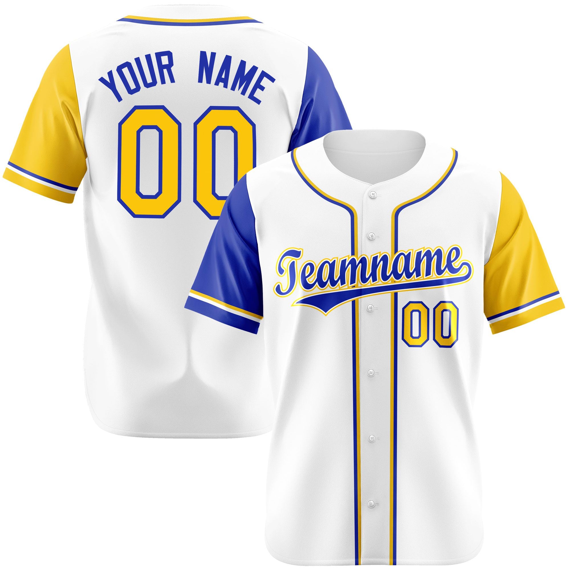 Custom White Gold Royal Blue Authentic Baseball Jersey