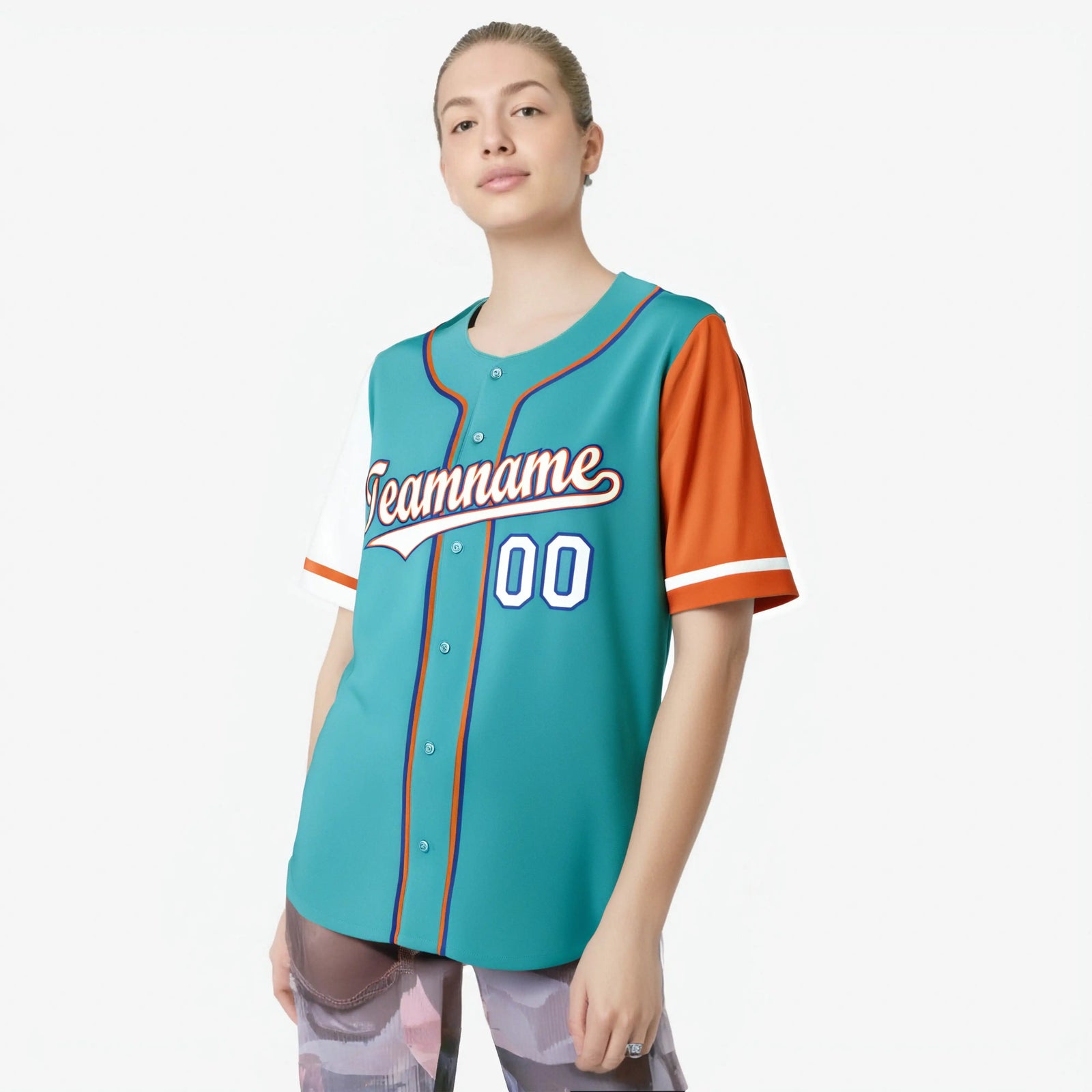 Custom Aqua White Orange Authentic Baseball Jersey