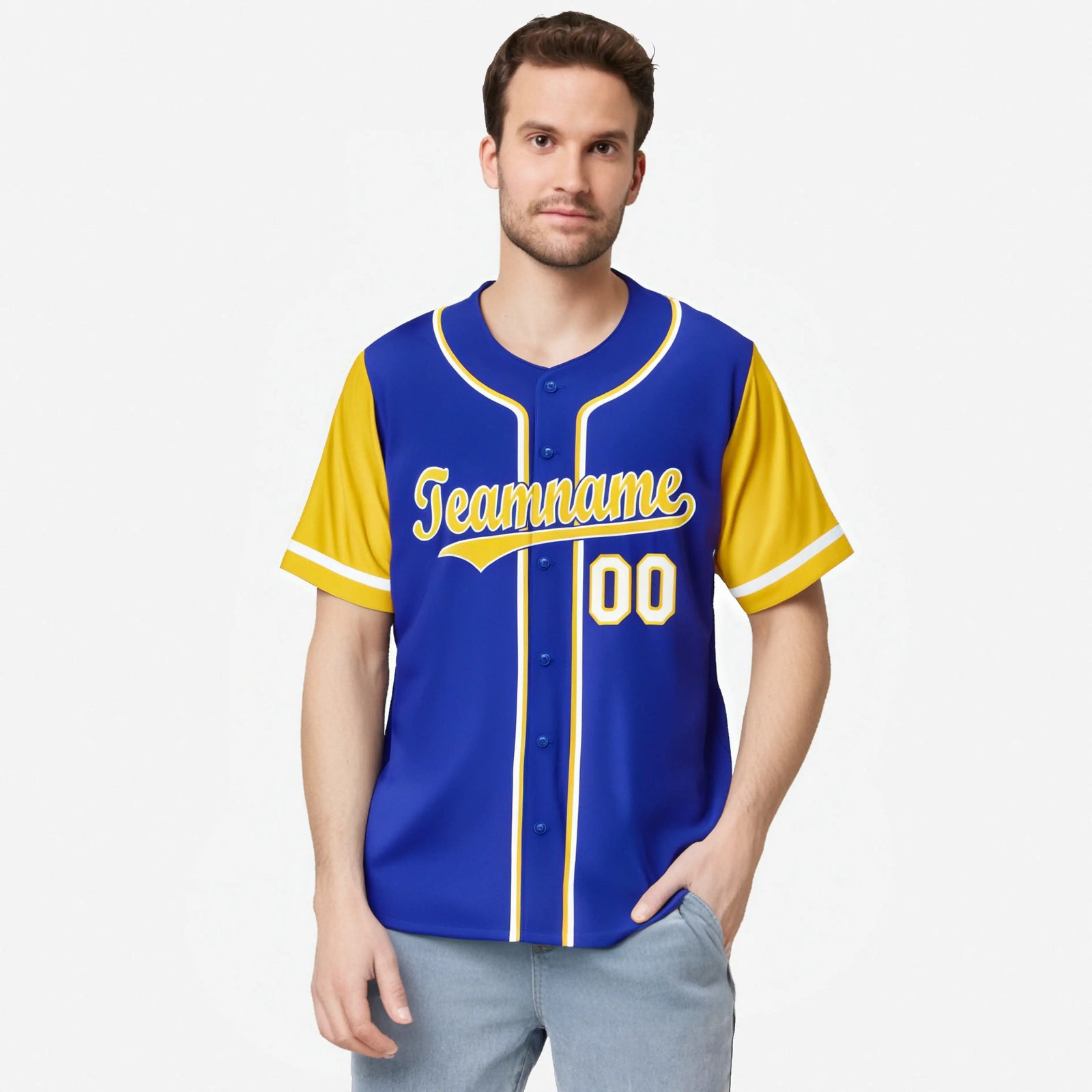 Custom Royal Blue Gold Authentic Baseball Jersey