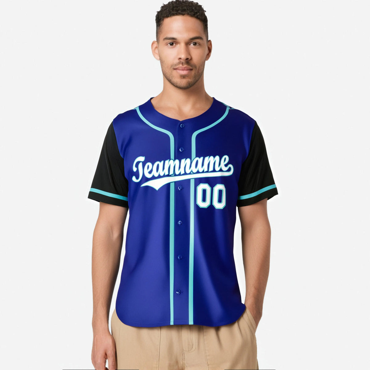 Custom Royal Blue Black Authentic Baseball Jersey