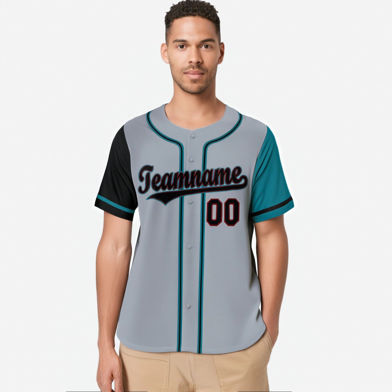 Custom Gray Black Aqua Authentic Baseball Jersey