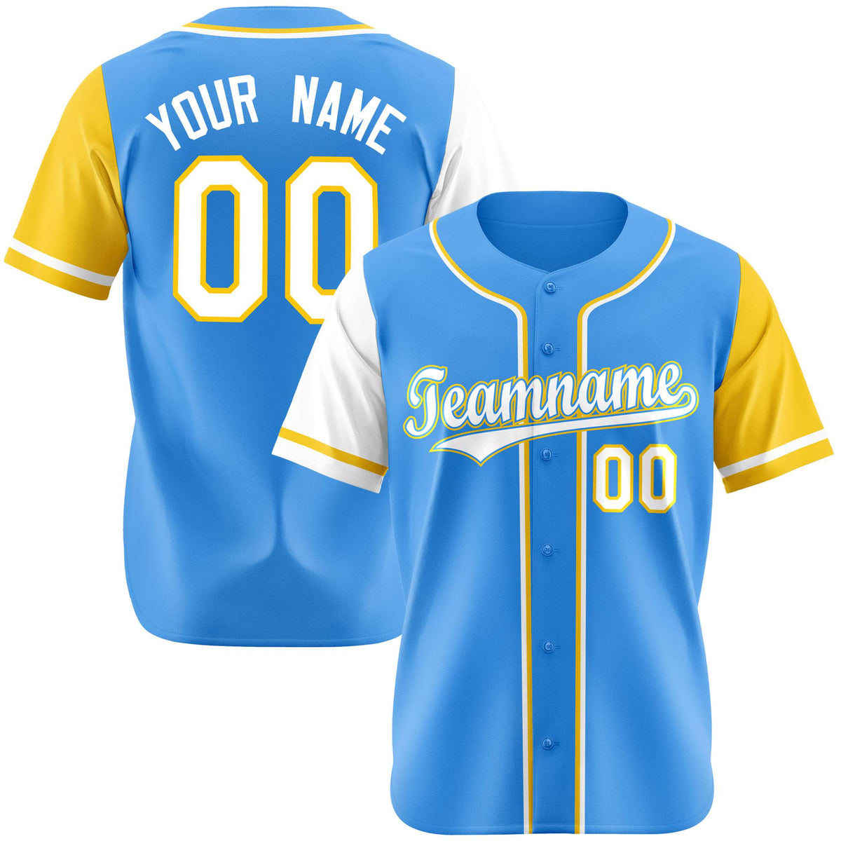 Custom Powder Blue White Gold Authentic Baseball Jersey