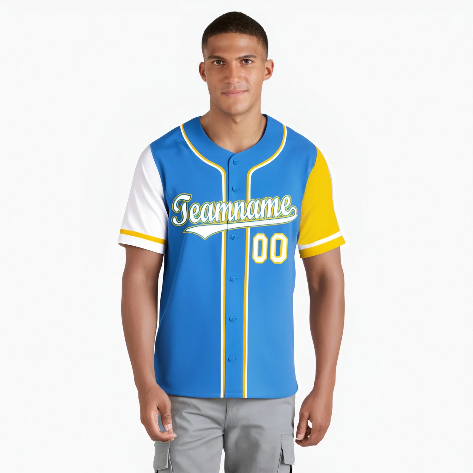 Custom Powder Blue White Gold Authentic Baseball Jersey