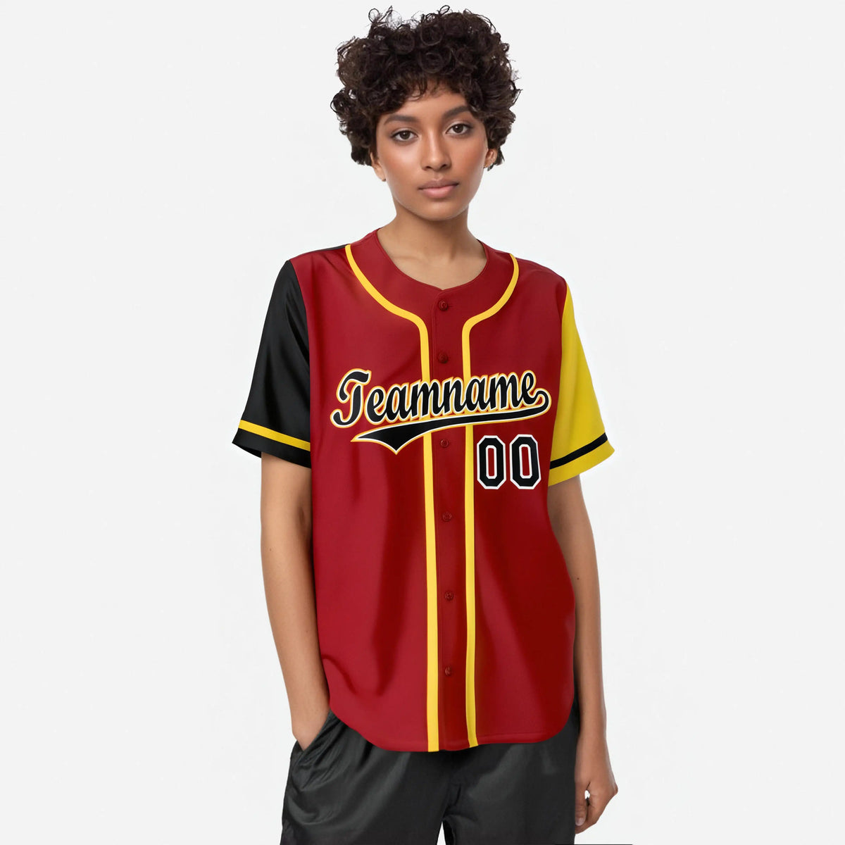 Custom Red Gold Black Yellow Authentic Baseball Jersey