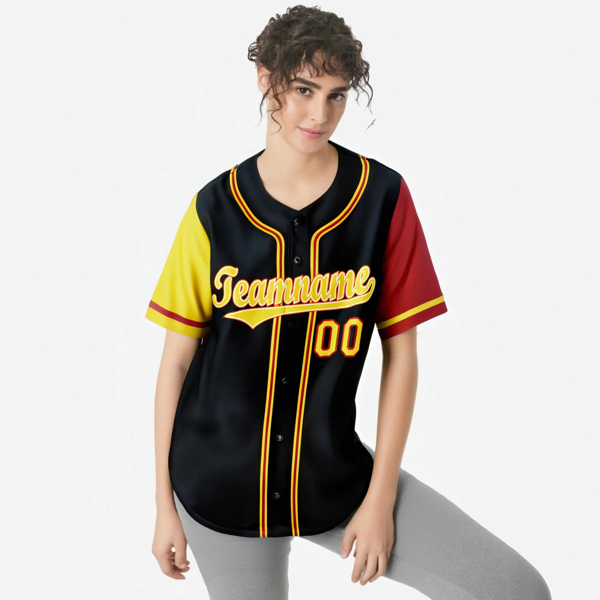 Custom Black Yellow Red Authentic Baseball Jersey