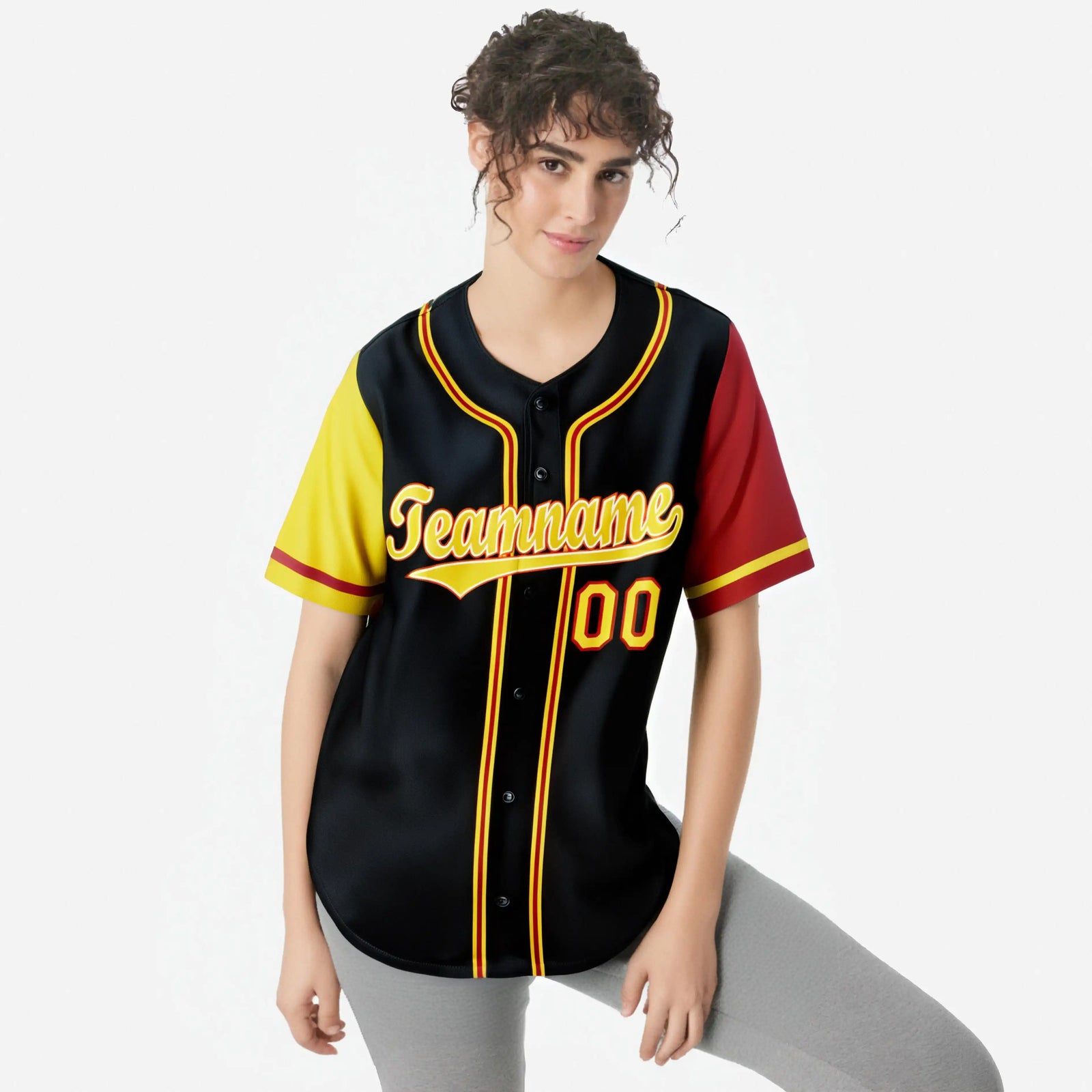 Custom Black Yellow Red Authentic Baseball Jersey